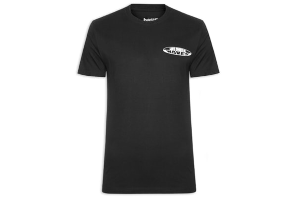 Camiseta Masculina Estampa De Prancha - Preto