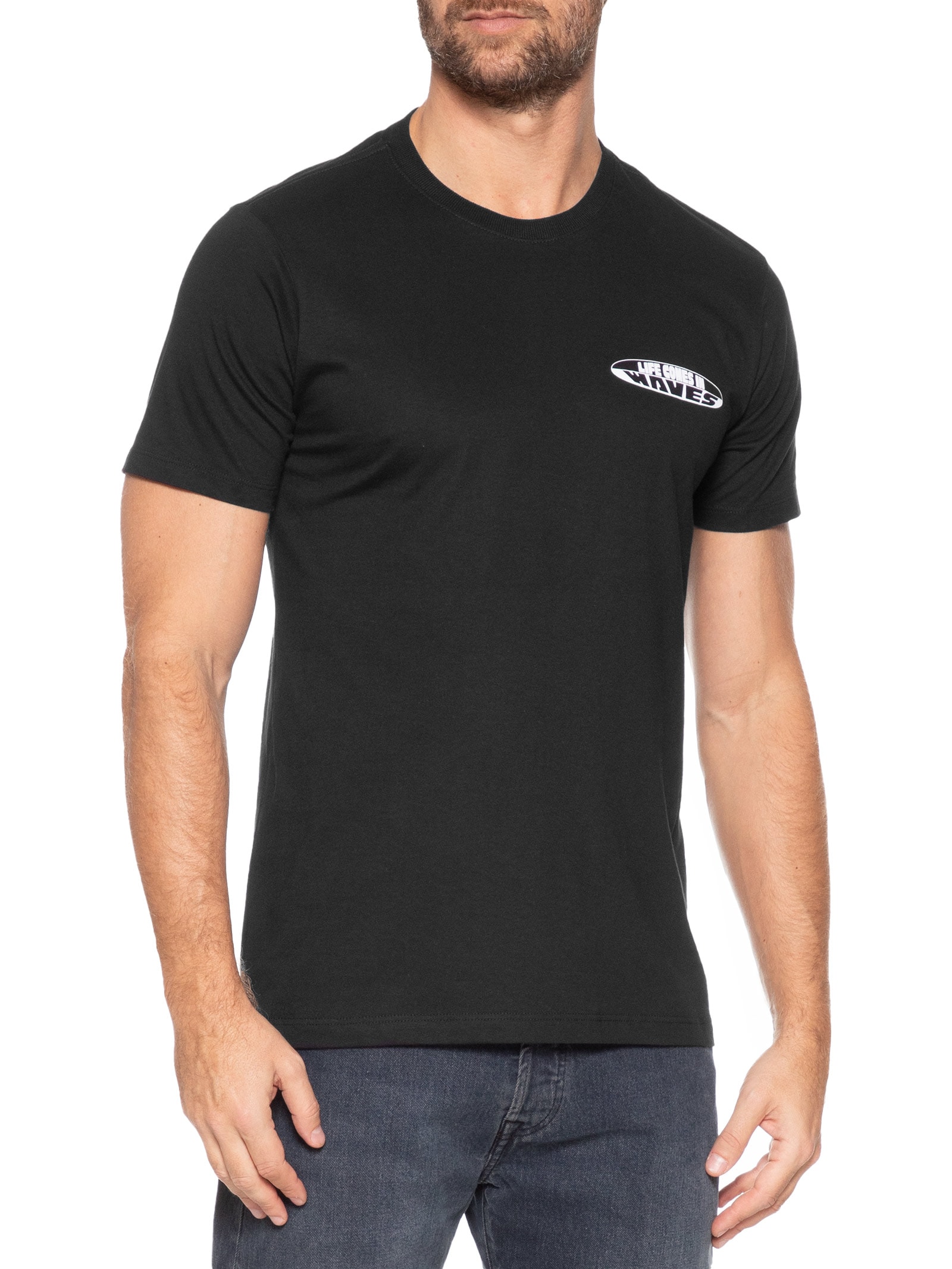 Camiseta Masculina Estampa De Prancha Preto Basiq Men