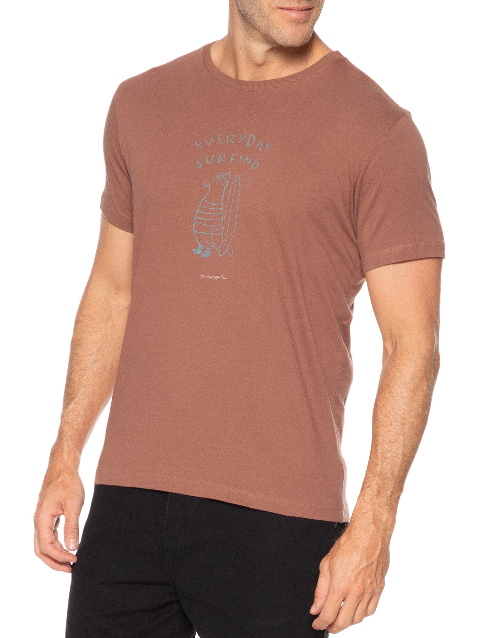 Camiseta Masculina Estampa Everyday Surf Marrom Pineapple