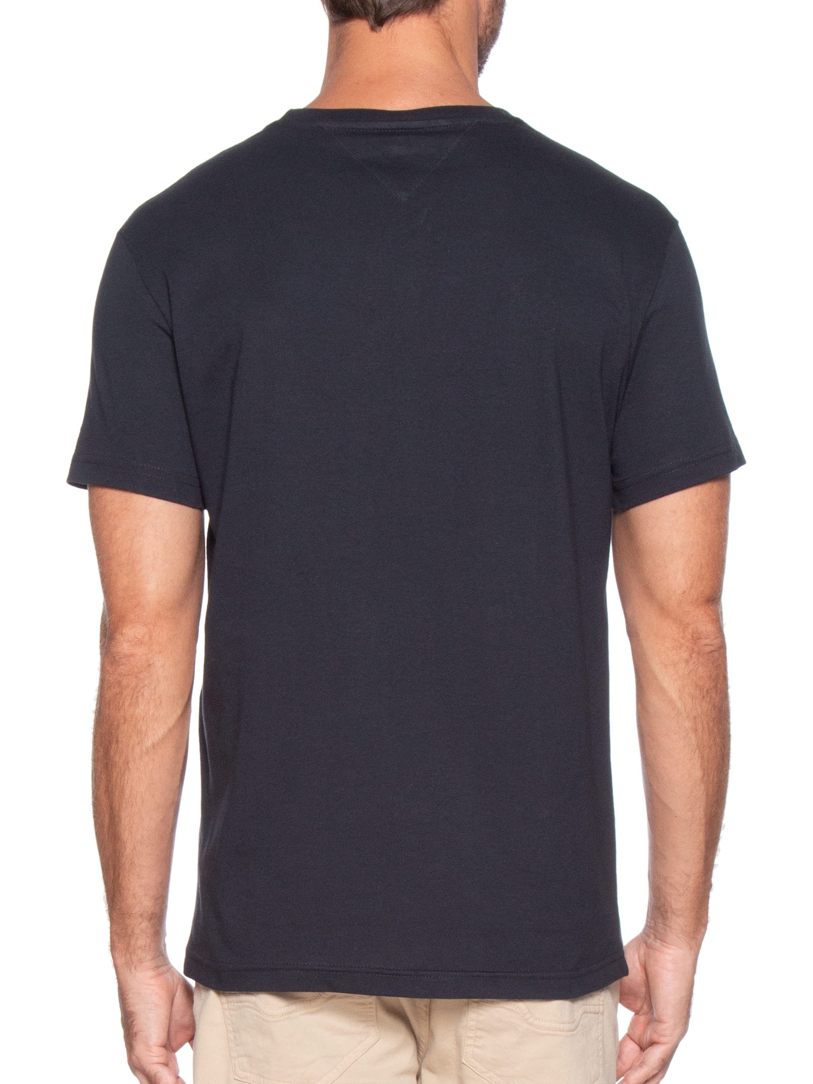 Camiseta Masculina Estampa Flag Box Regular Fit Em Algodão Azul Tommy Hilfiger