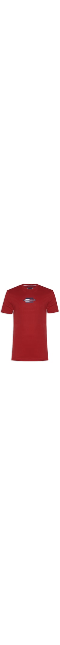 Camiseta Masculina Estampa Flag Box Regular Fit Em Algodão - Vermelho