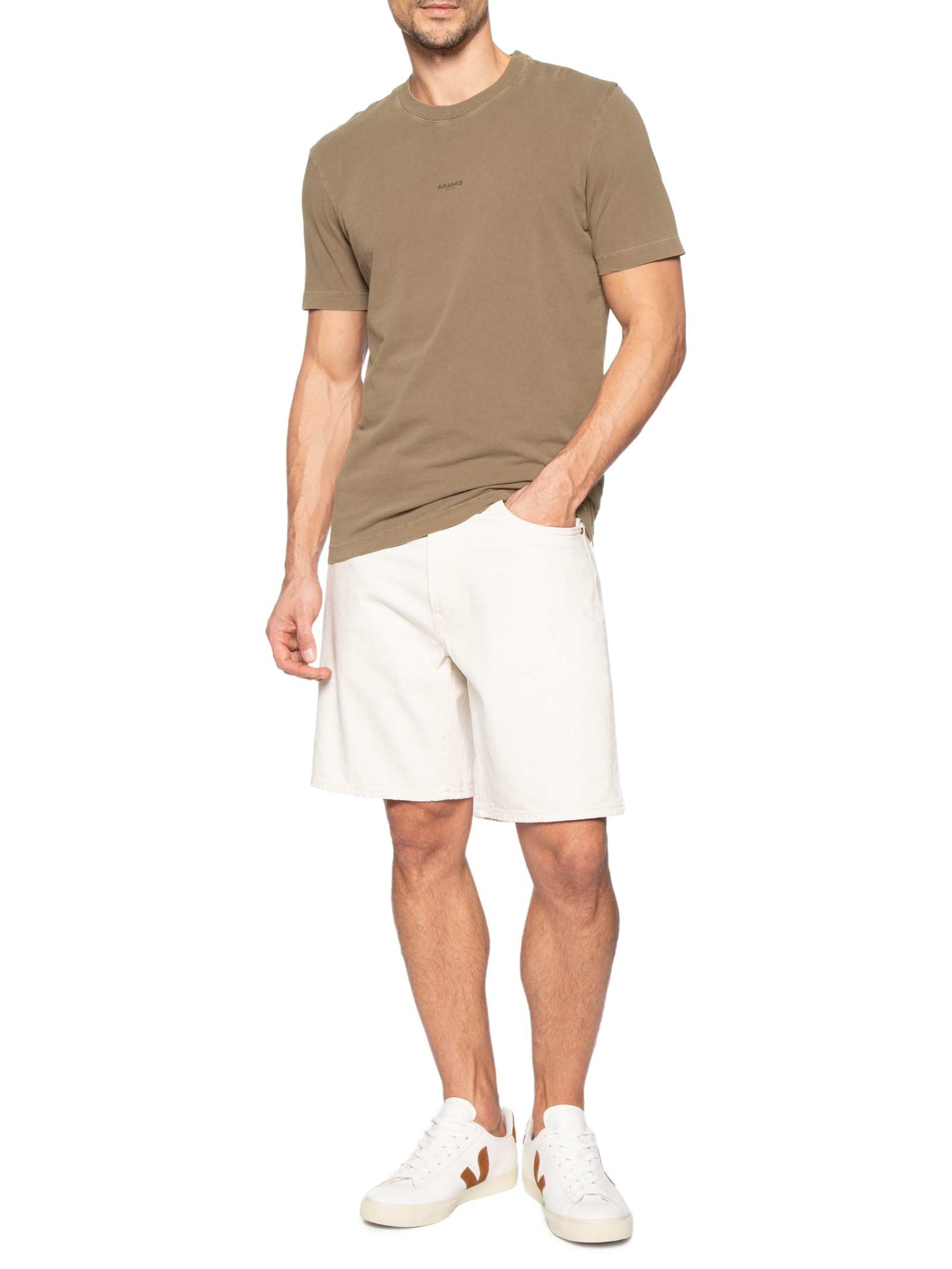 Camiseta Masculina Estampa Lavada Marrom Aramis