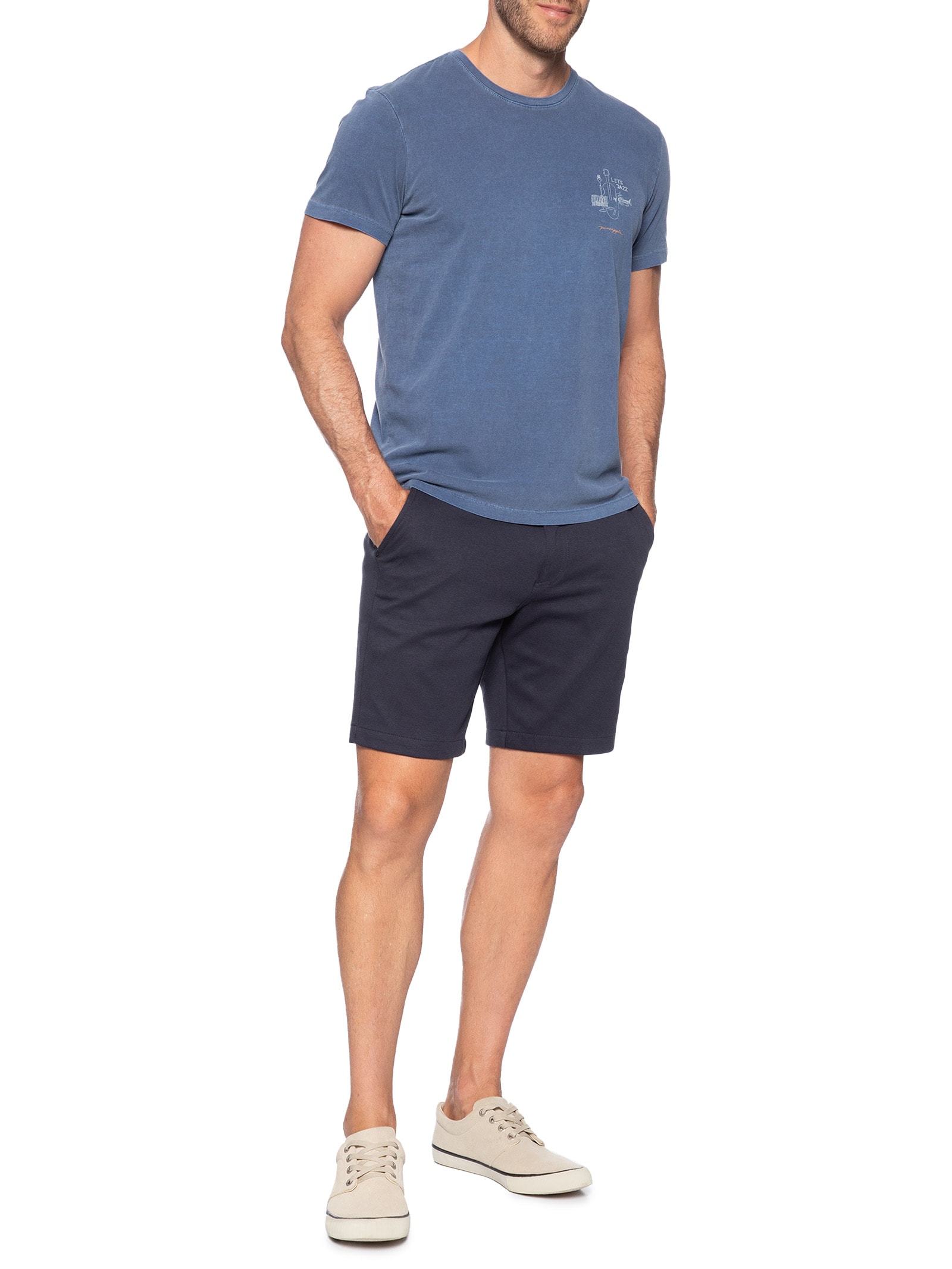 Camiseta Masculina Estampa Let's Jazz Azul Pineapple