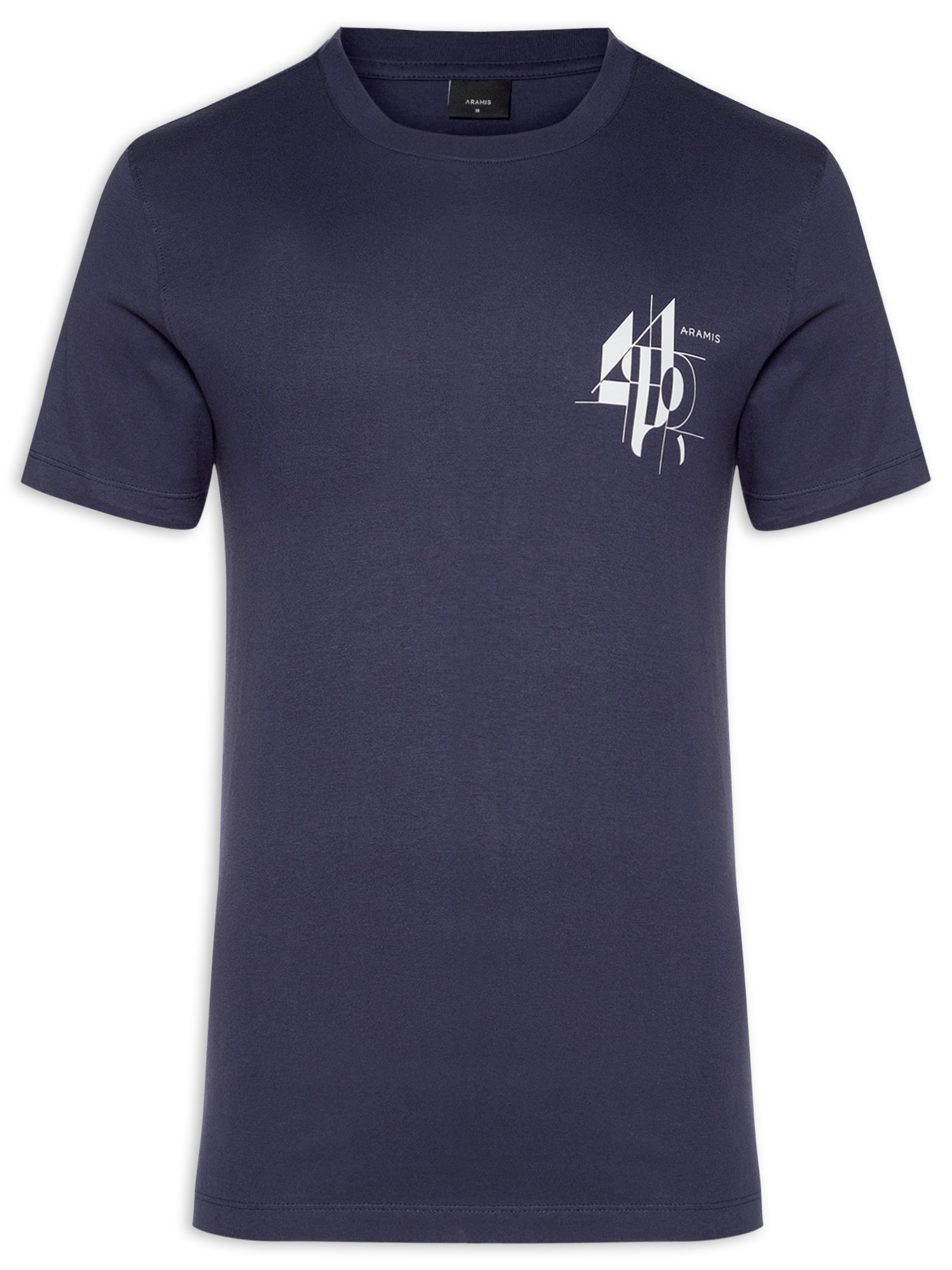 Camiseta Masculina Estampa Linhas Geométricas Azul Aramis