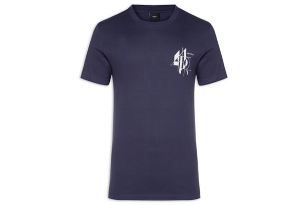Camiseta Masculina Estampa Linhas Geométricas - Azul