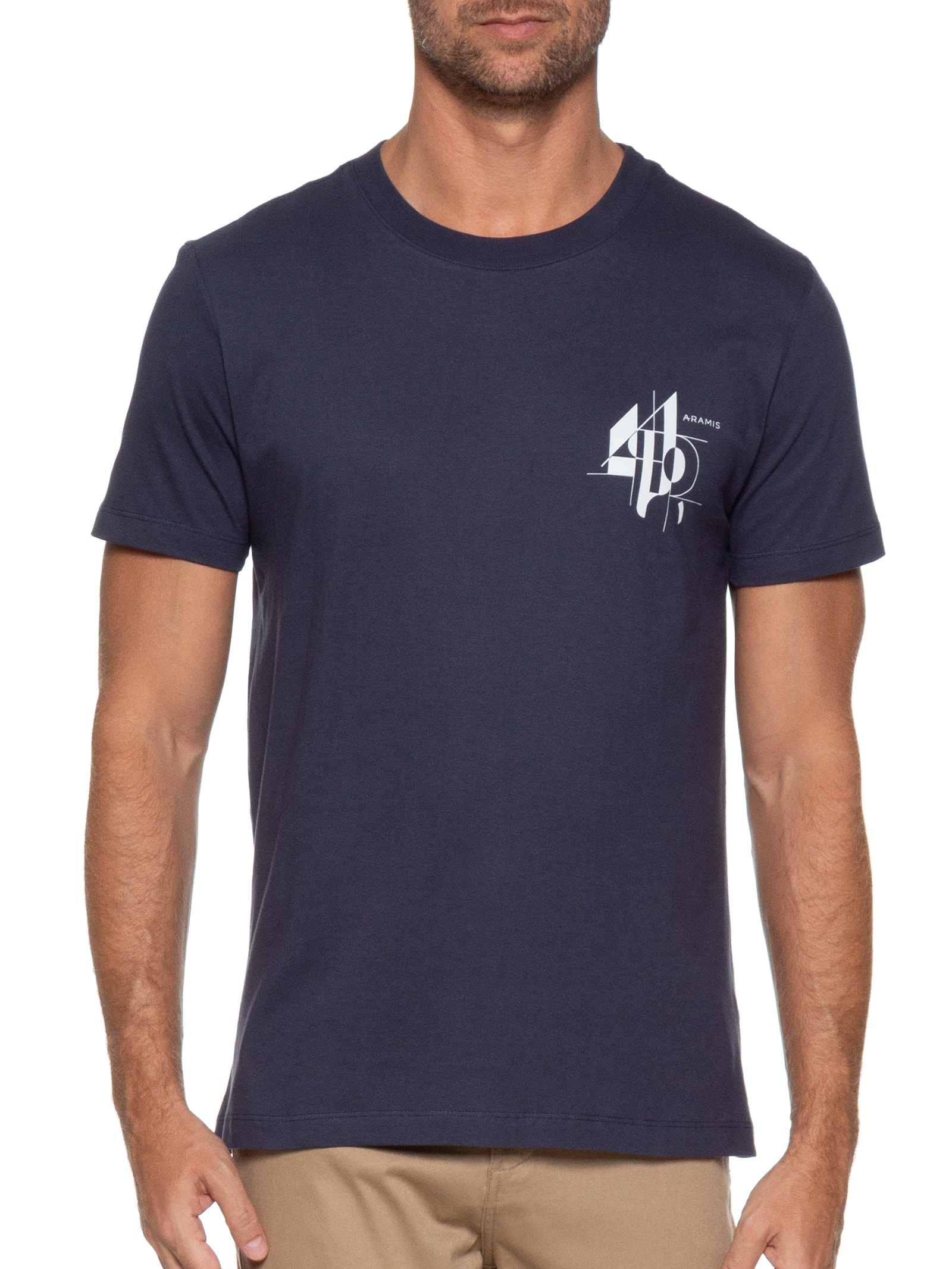 Camiseta Masculina Estampa Linhas Geométricas Azul Aramis