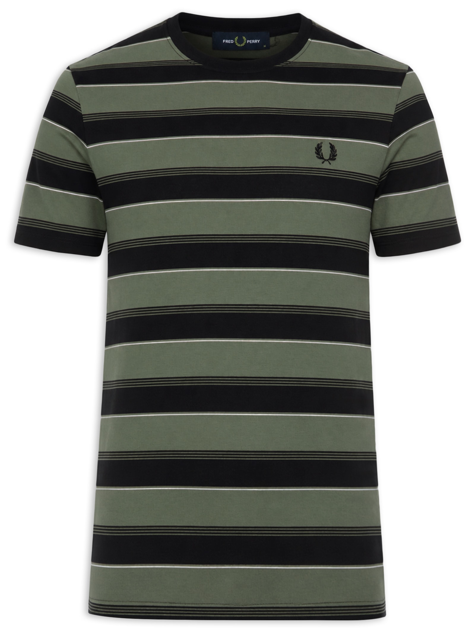 Camiseta Masculina Estampa Listrada Verde Fred Perry