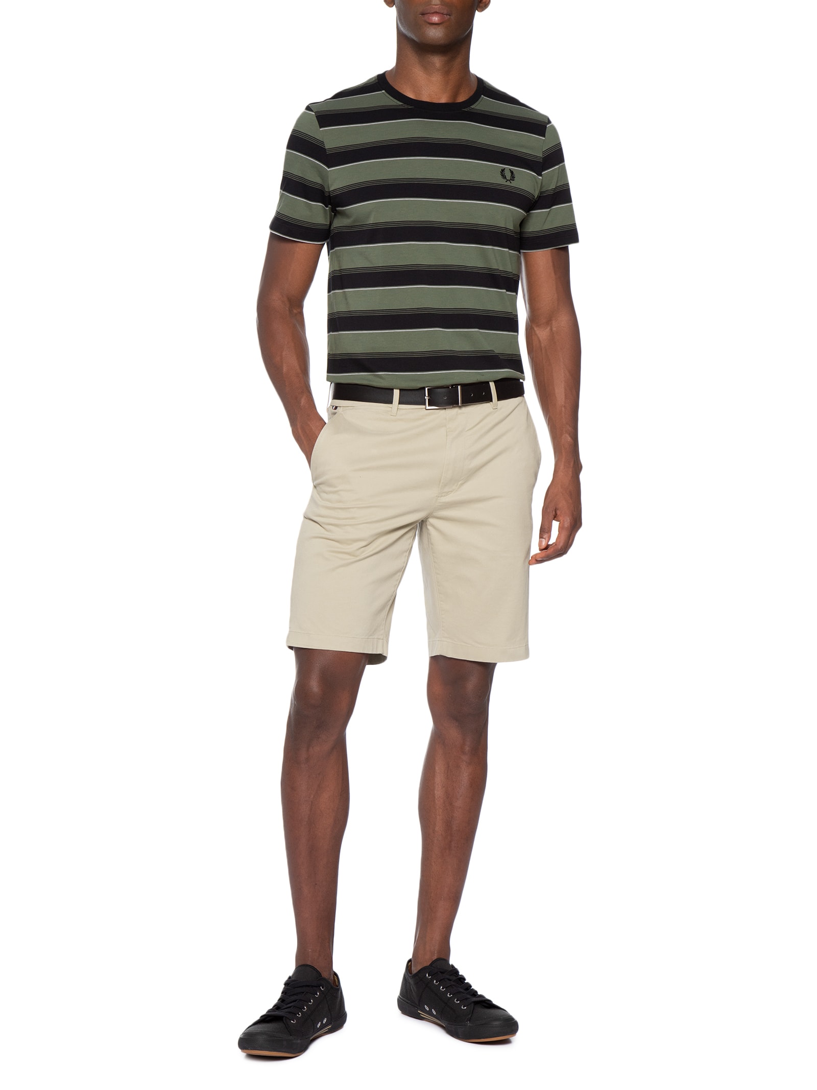 Camiseta Masculina Estampa Listrada Verde Fred Perry
