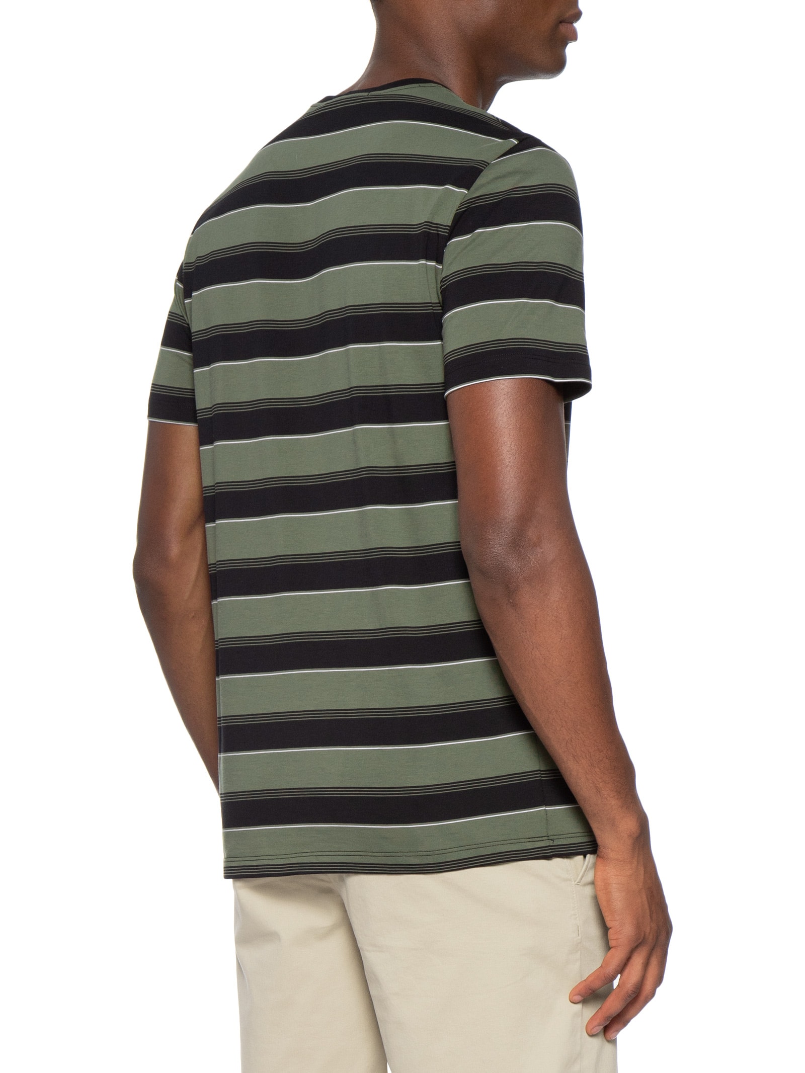 Camiseta Masculina Estampa Listrada Verde Fred Perry