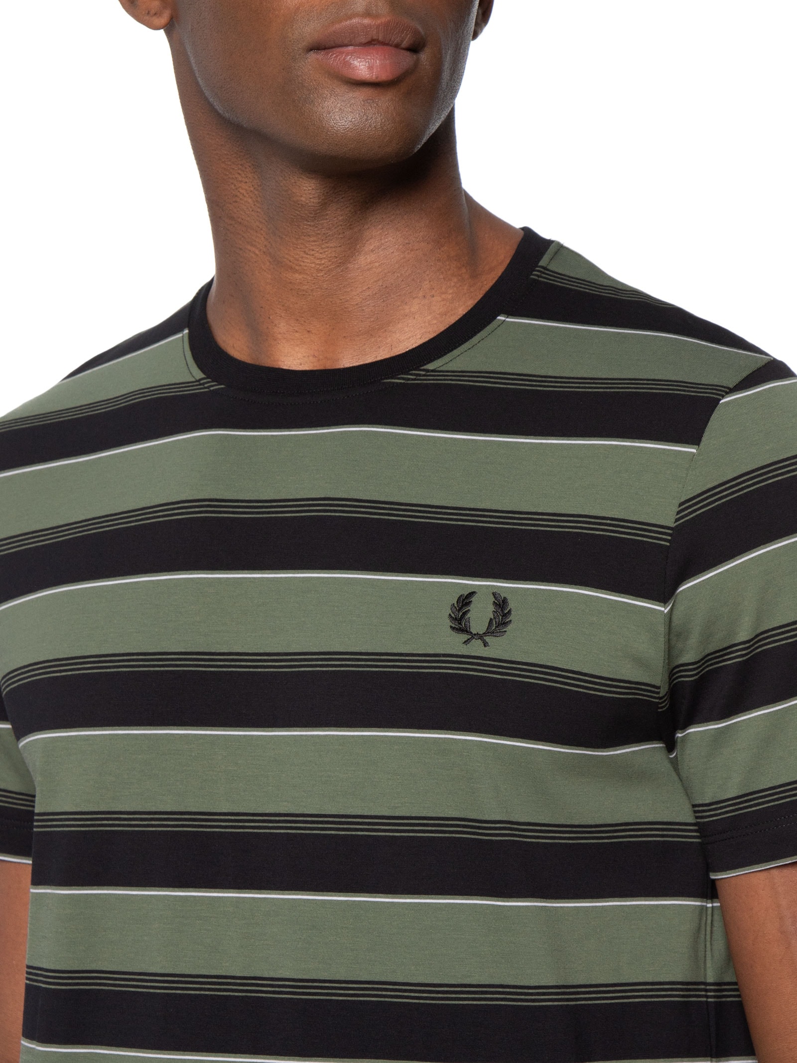 Camiseta Masculina Estampa Listrada Verde Fred Perry