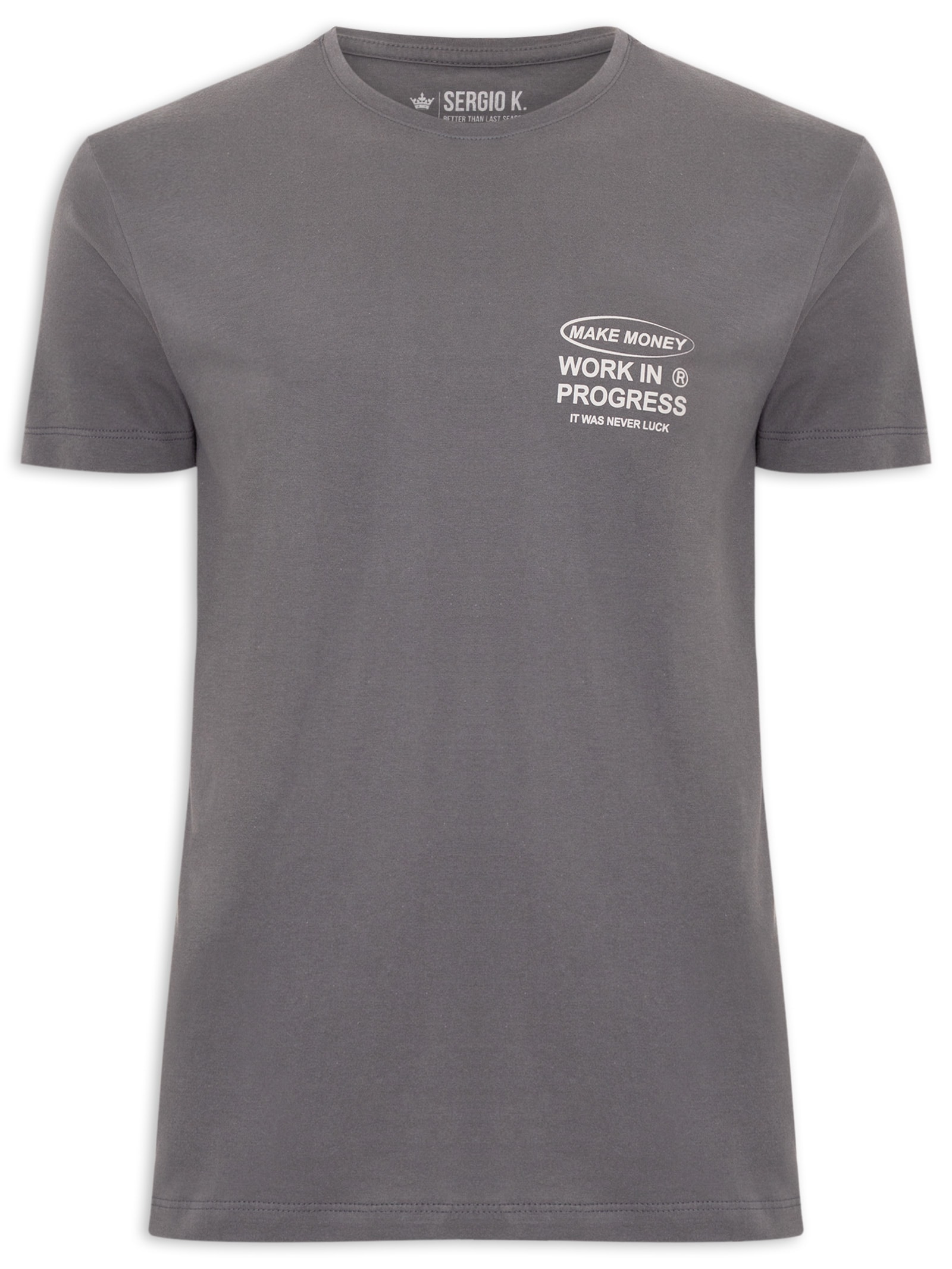 Camiseta Masculina Estampa Make Money Cinza Sergio K