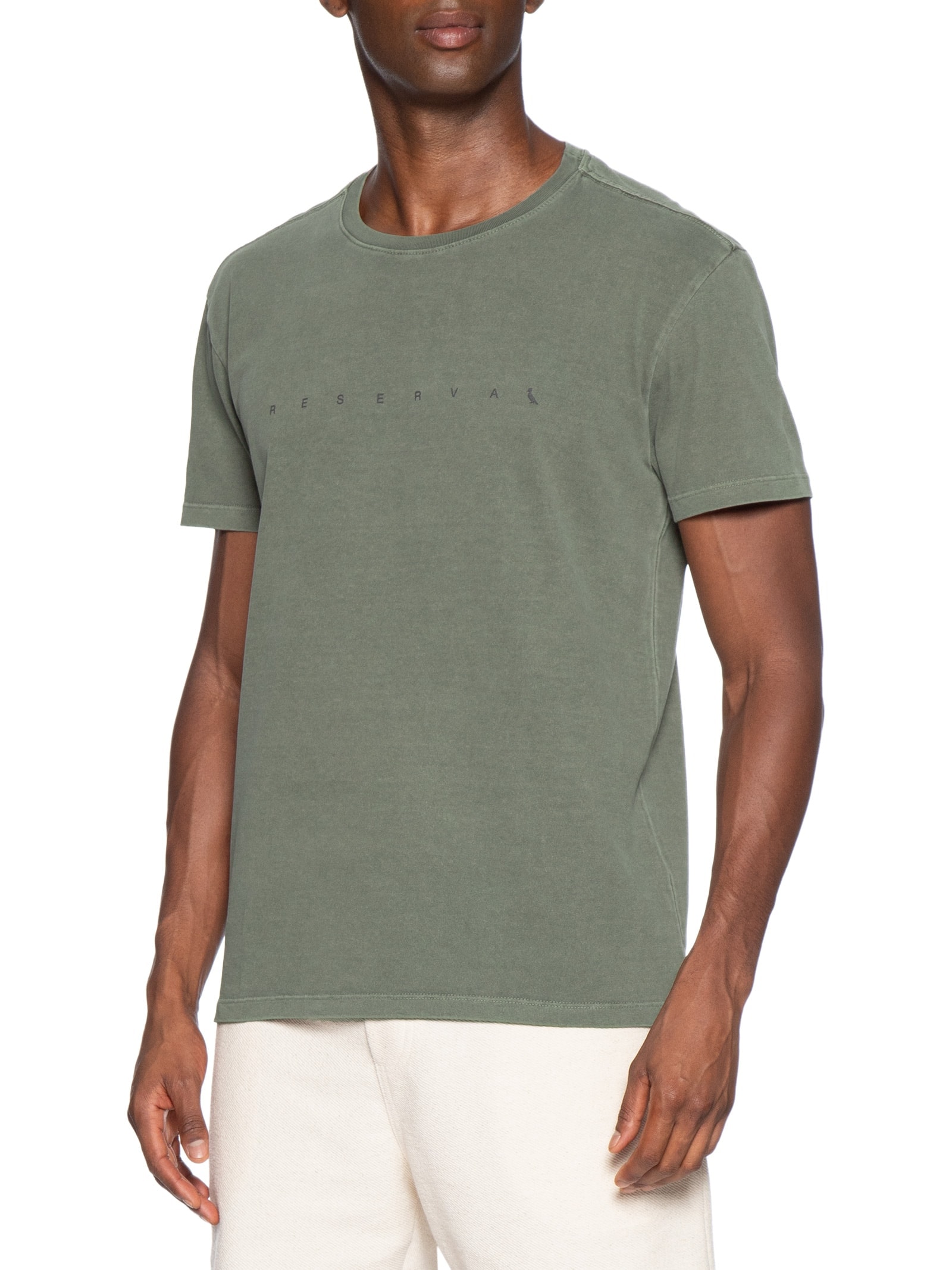 Camiseta Masculina Estampa Minimal Peito Verde Reserva