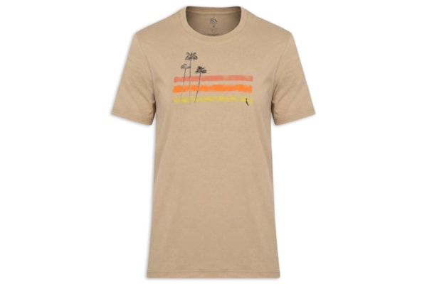 Camiseta Masculina Estampa Palm Water - Bege