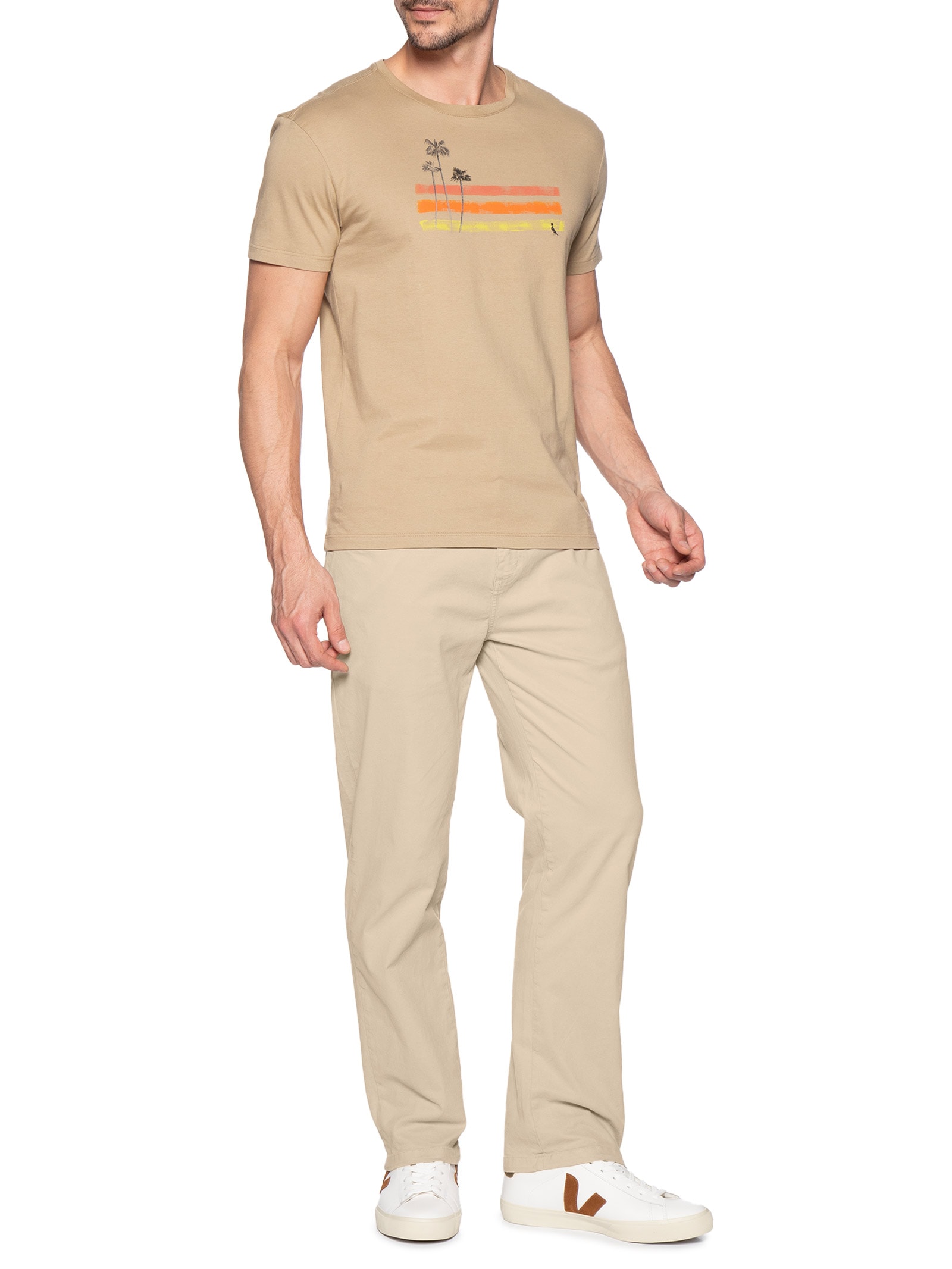 Camiseta Masculina Estampa Palm Water Bege Reserva
