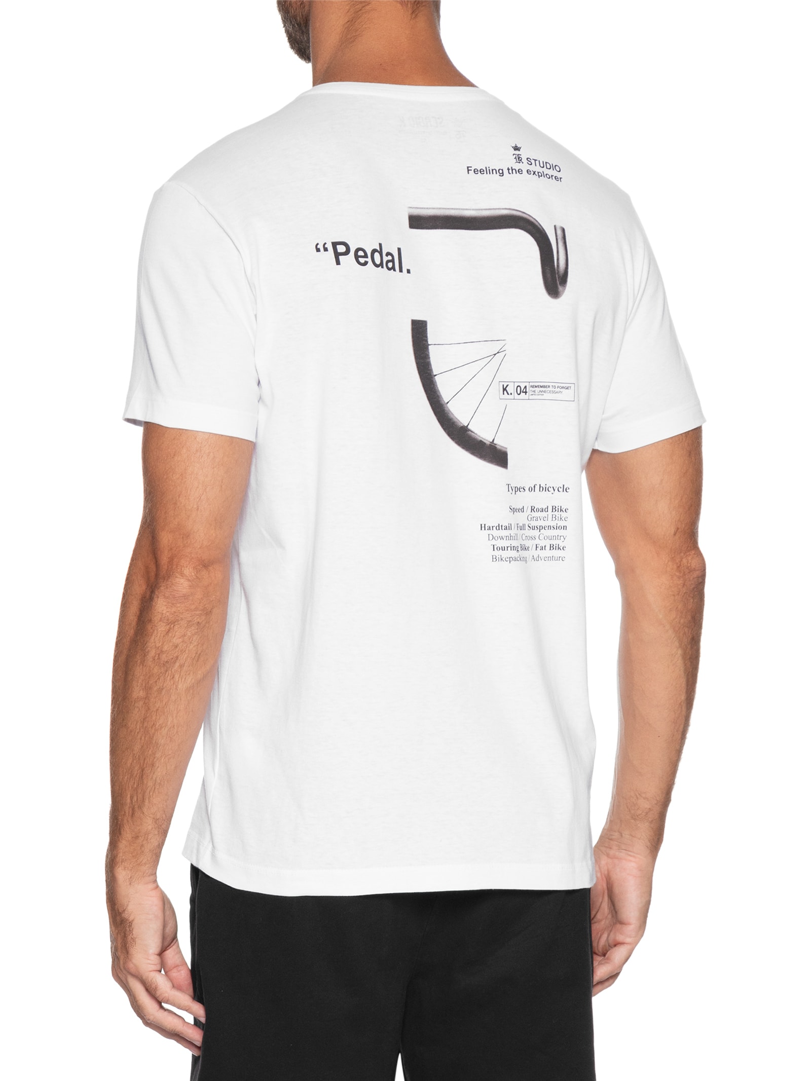 Camiseta Masculina Estampa Pedal Studio – Branco Sergio K
