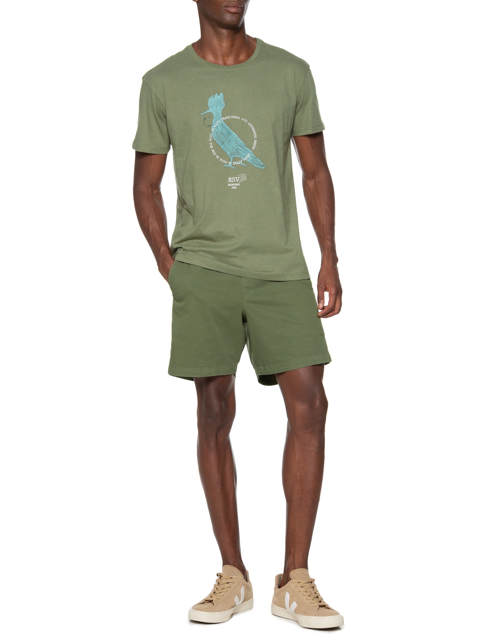 Camiseta Masculina Estampa Pica Pau Heritage Verde Reserva