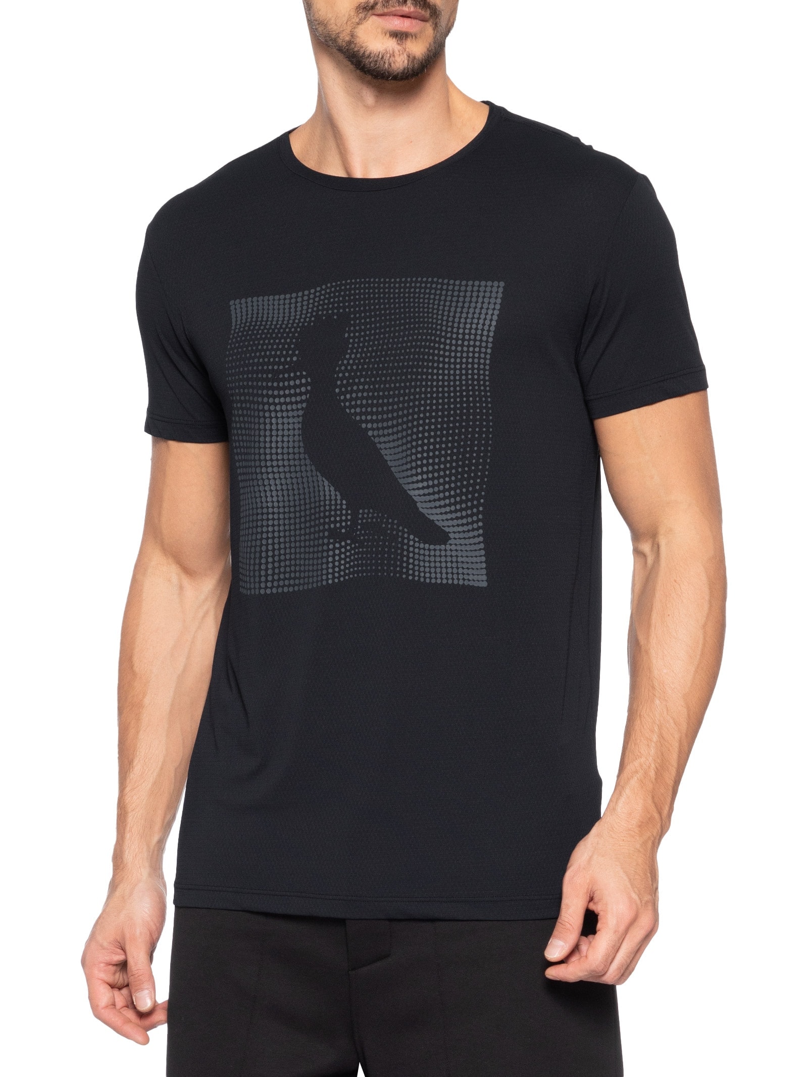Camiseta Masculina Estampa Pica Pau Hi-Tech Pinos Preto Reserva
