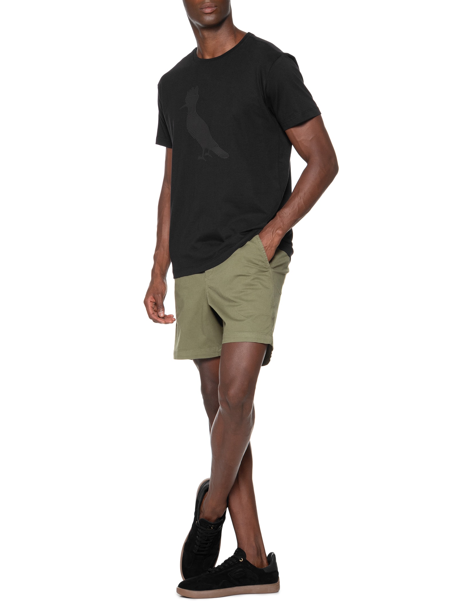 Camiseta Masculina Estampa Pica Pau Linhas Preto Reserva