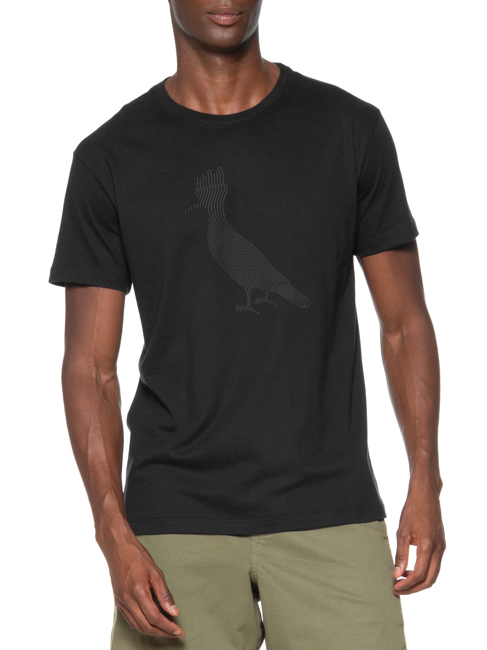 Camiseta Masculina Estampa Pica Pau Linhas Preto Reserva