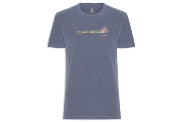Camiseta Masculina Estampa Plage Magique Stone - Azul