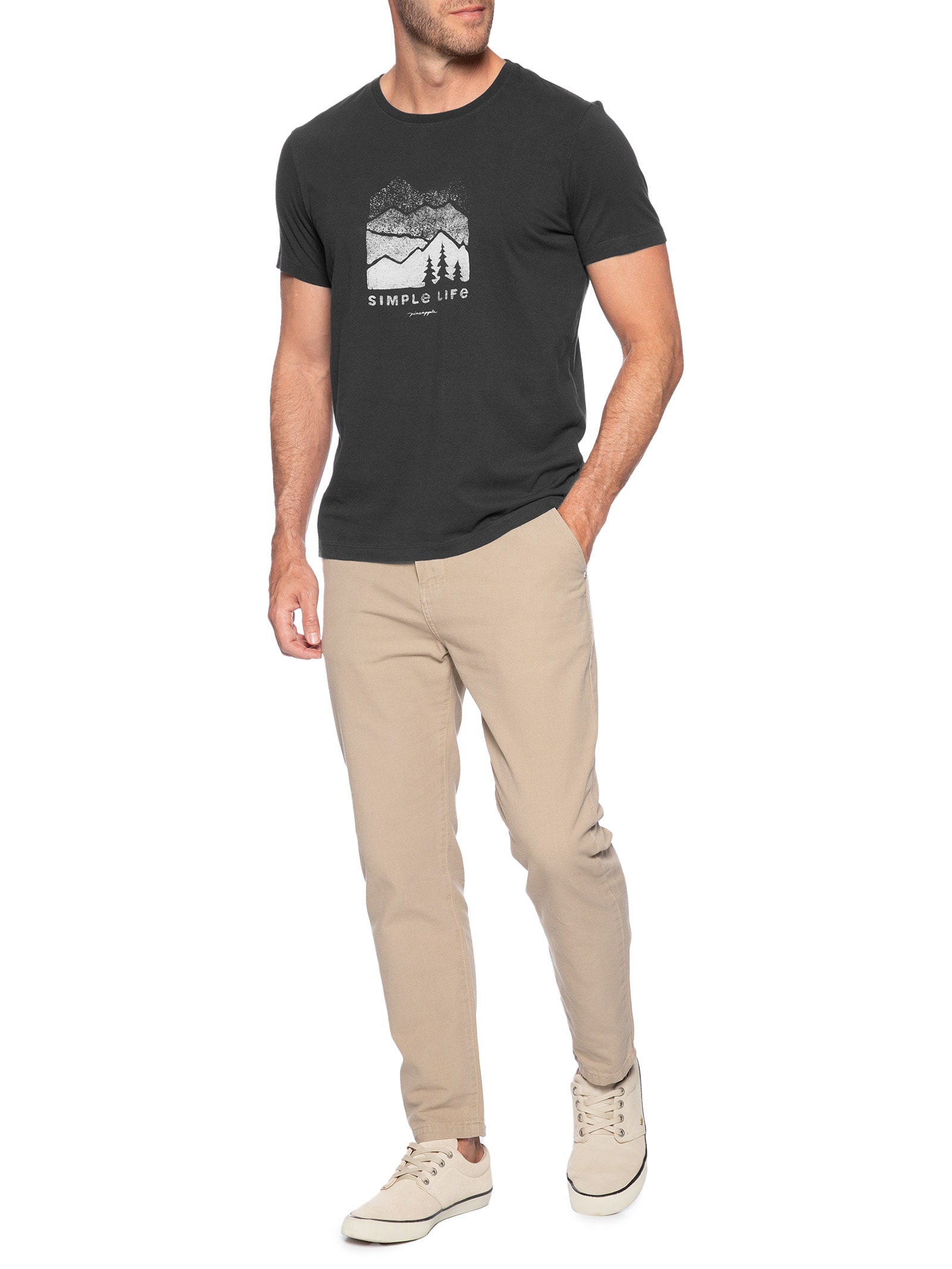 Camiseta Masculina Estampa Simple Life Preto Pineapple