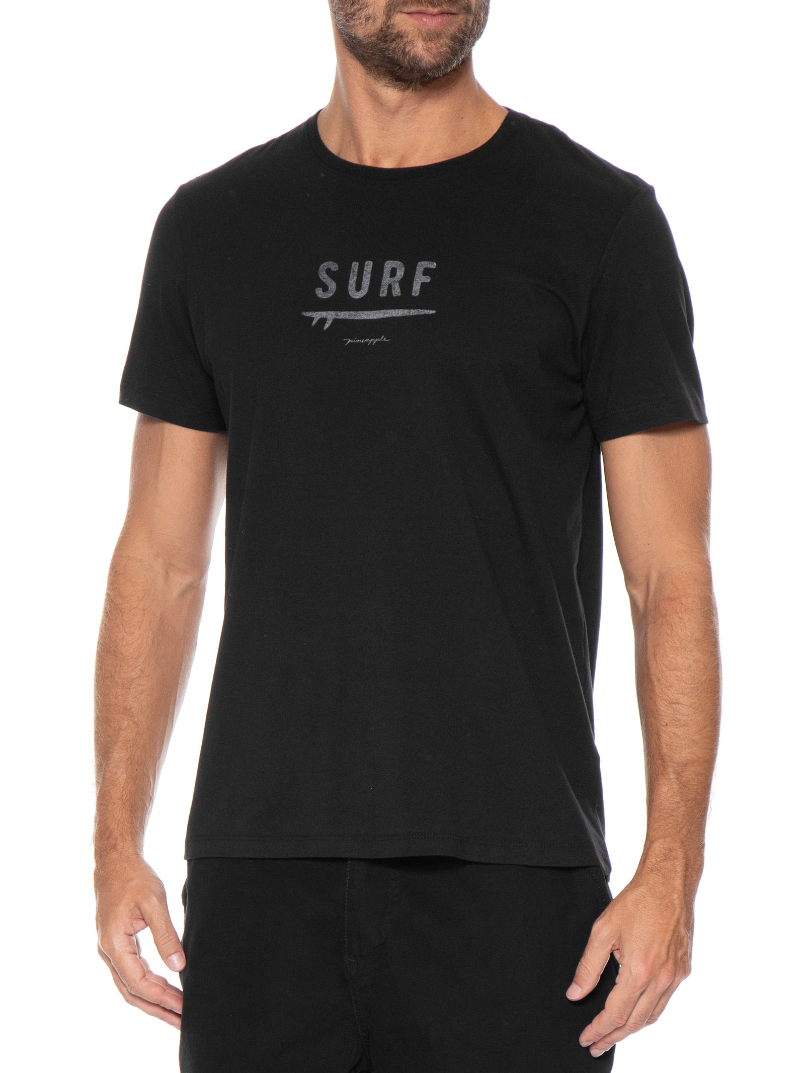 Camiseta Masculina Estampa Surf Preto Pineapple
