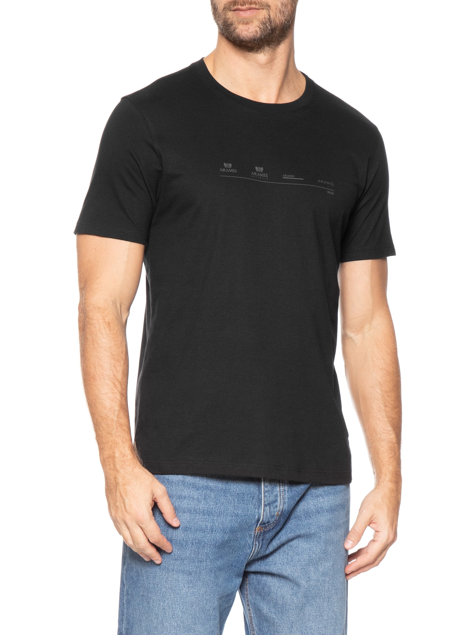 Camiseta Masculina Estampa Time Line Preto Aramis