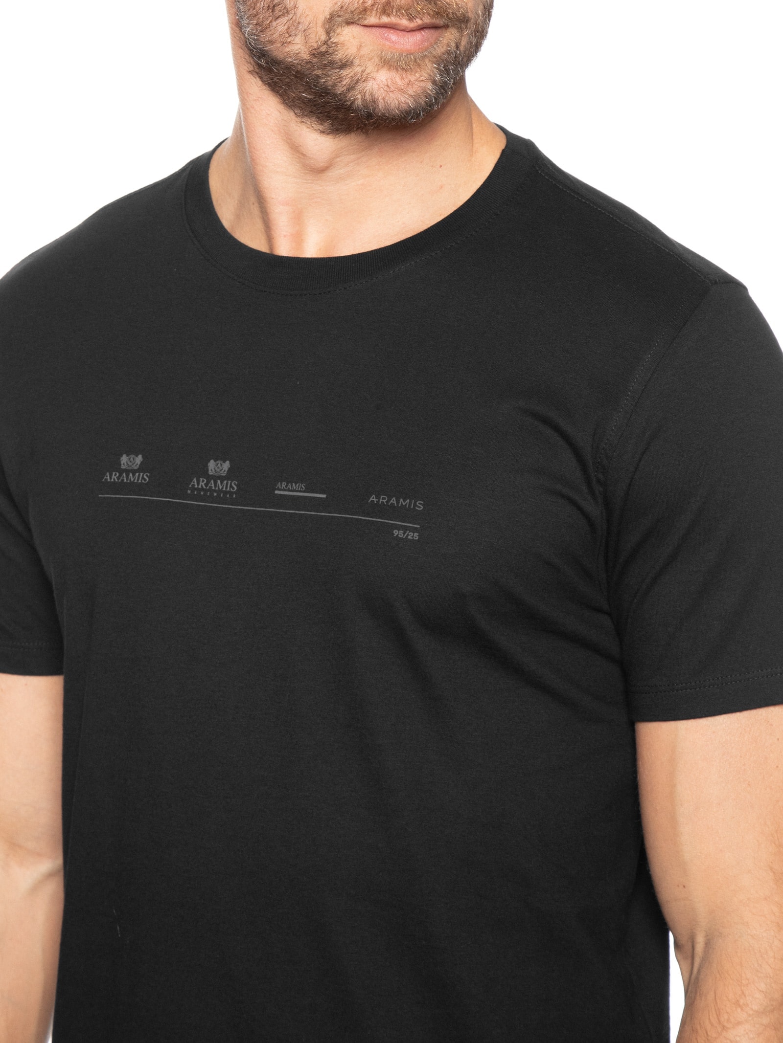 Camiseta Masculina Estampa Time Line Preto Aramis