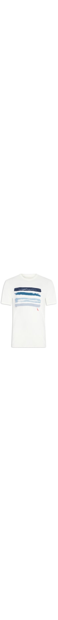 Camiseta Masculina Estampada 4 Listras Aquarela - Off White