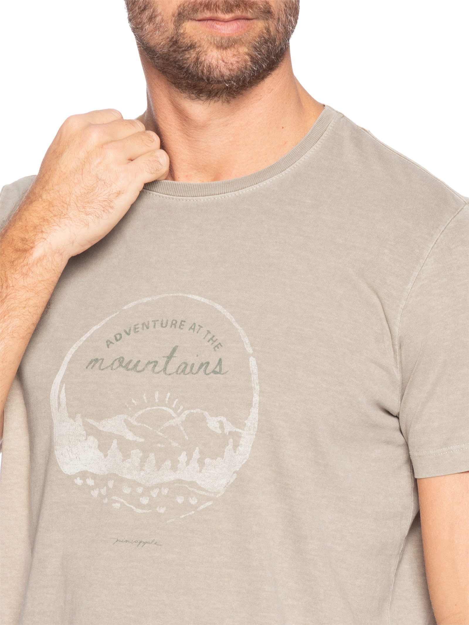 Camiseta Masculina Estampada Adventures Bege Pineapple