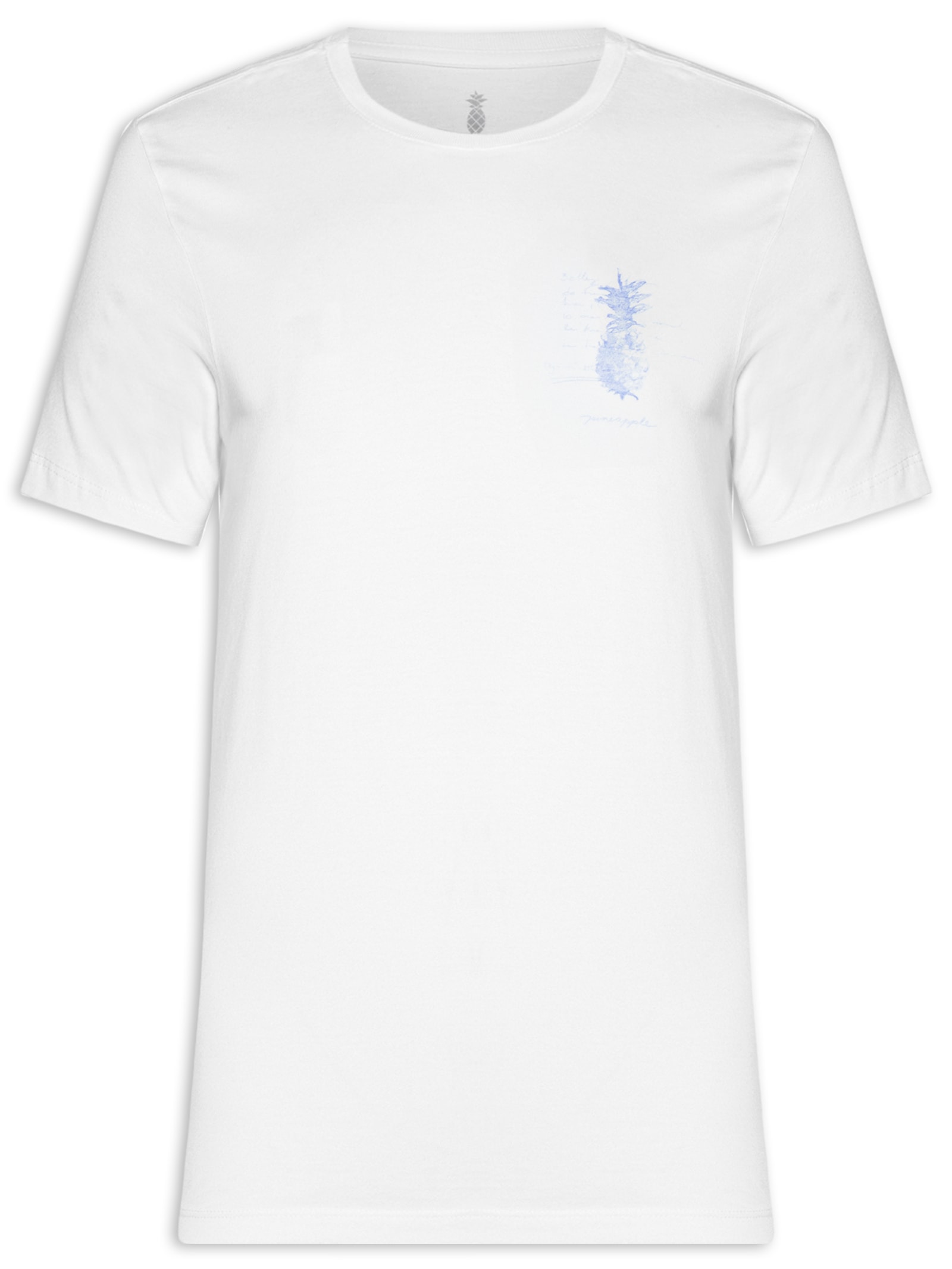 Camiseta Masculina Estampada Aquarela Abacaxi Branco Pineapple