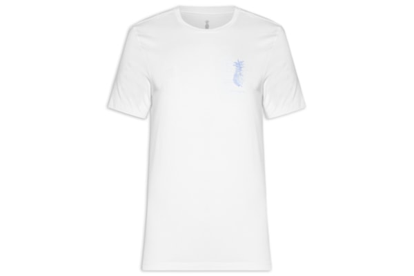 Camiseta Masculina Estampada Aquarela Abacaxi - Branco