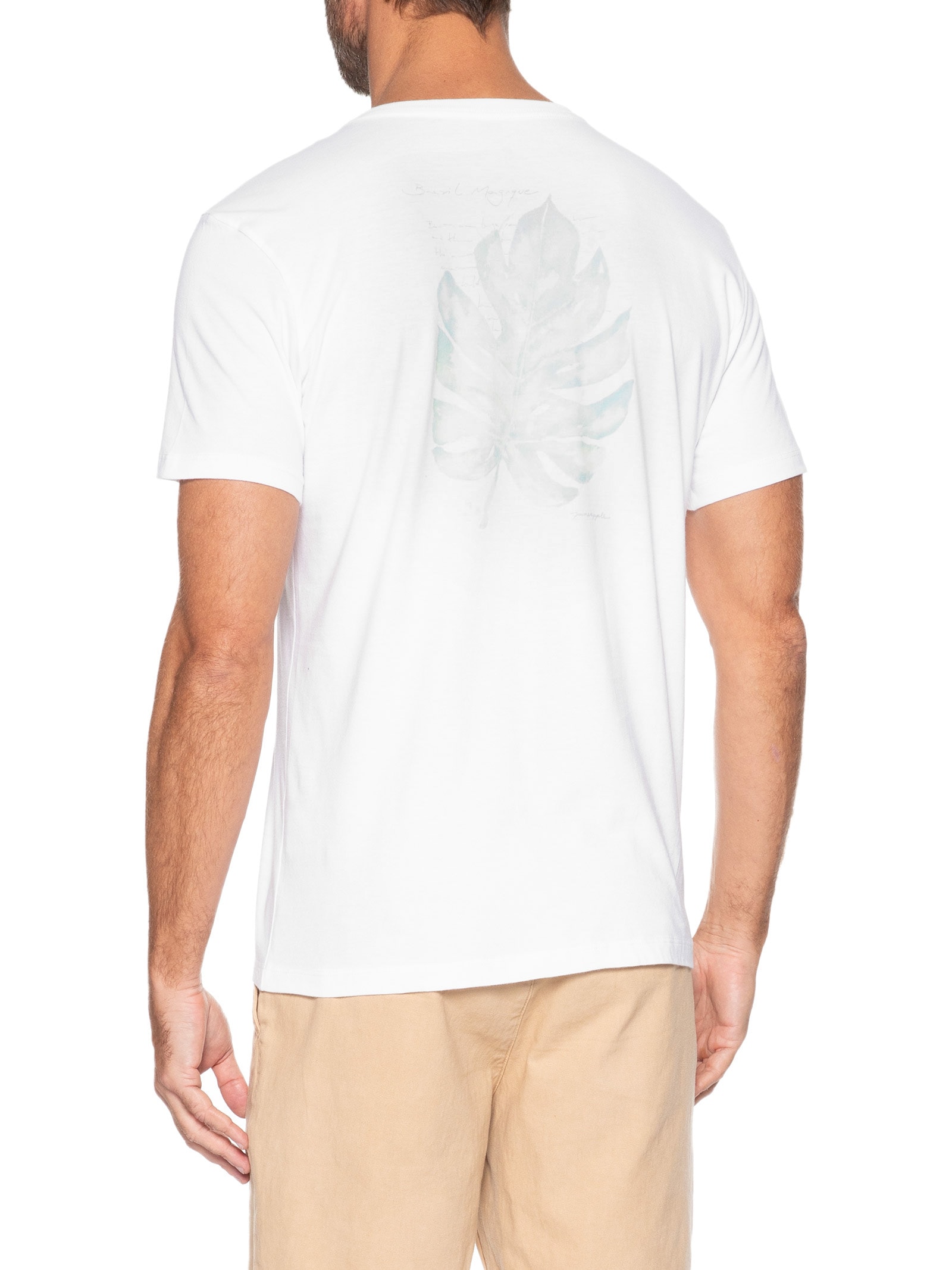 Camiseta Masculina Estampada Aquarela Costela Branco Pineapple