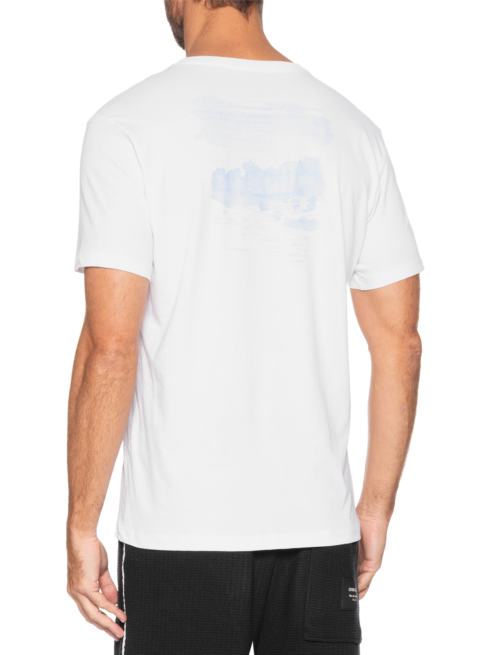 Camiseta Masculina Estampada Aquarela Nautique Branco Pineapple
