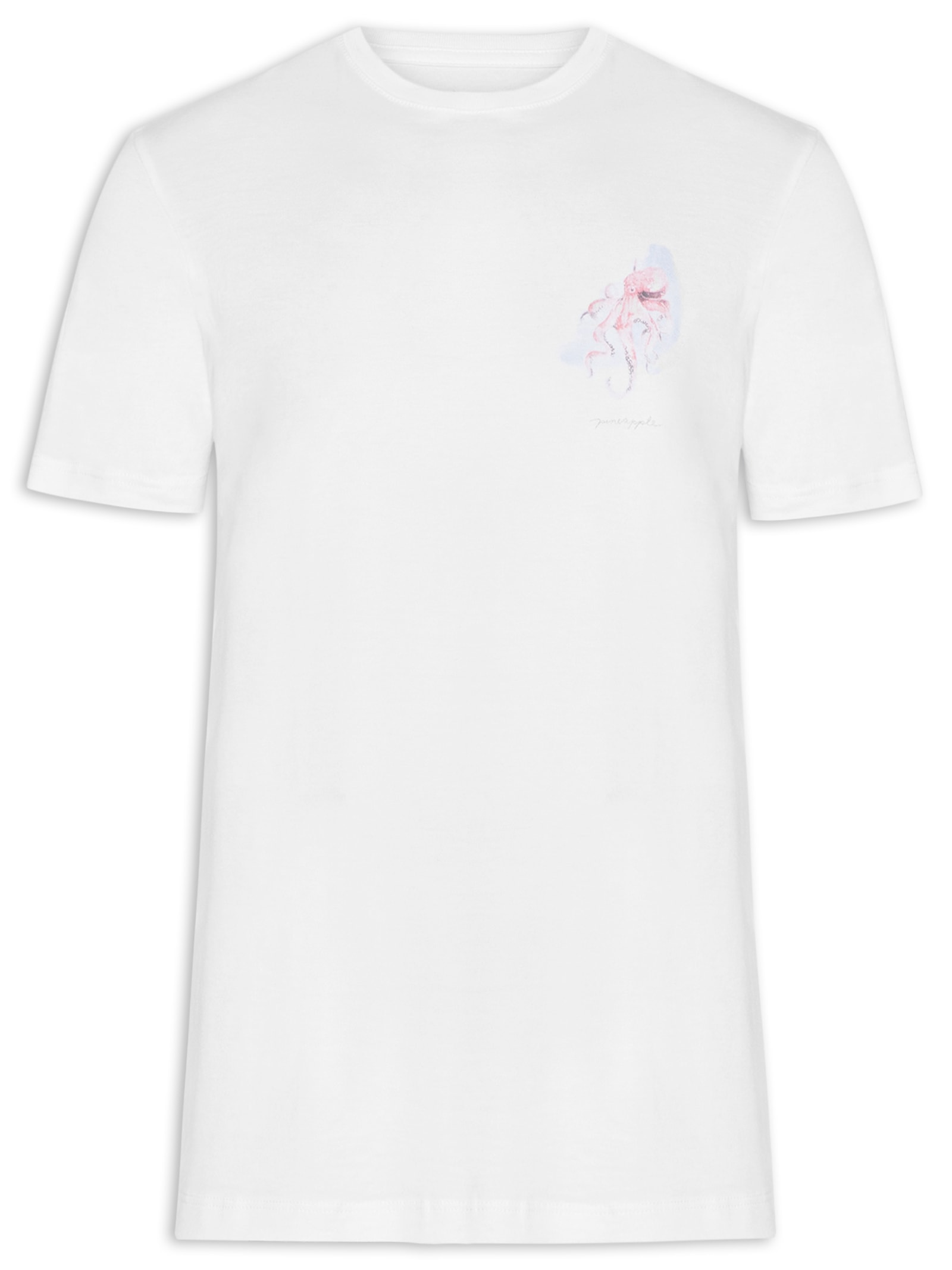 Camiseta Masculina Estampada Aquarela Polvo Branco Pineapple