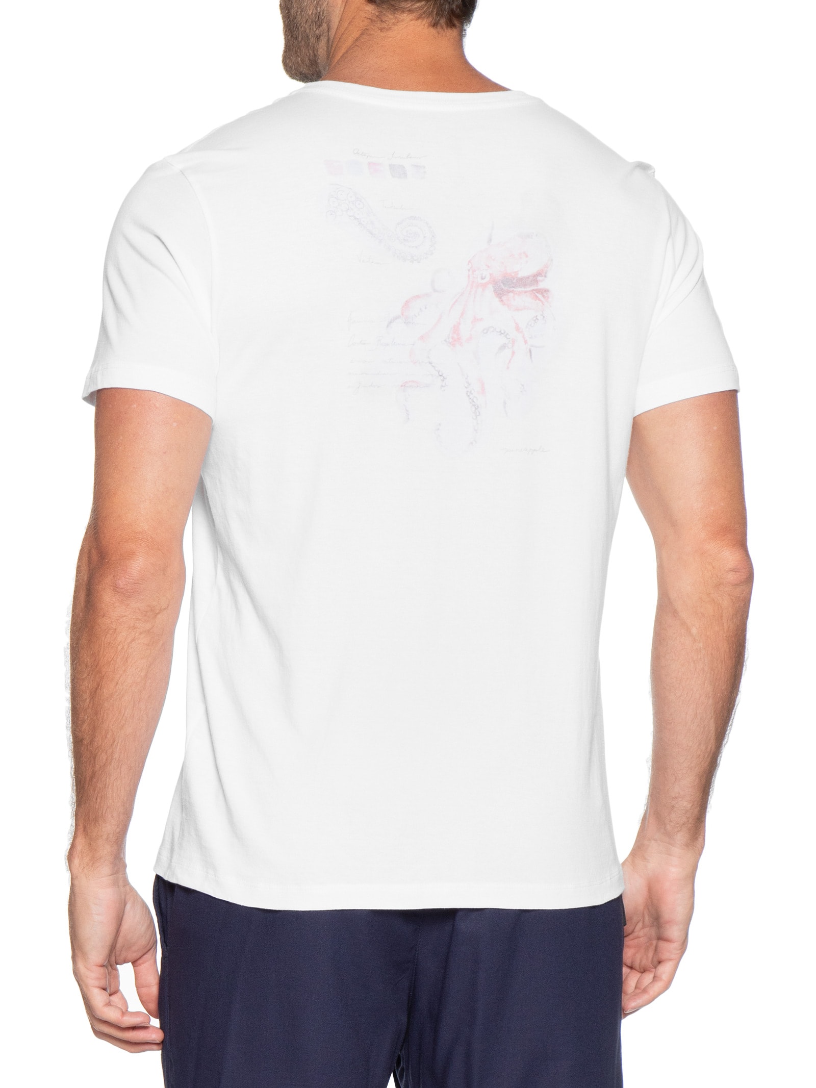 Camiseta Masculina Estampada Aquarela Polvo Branco Pineapple