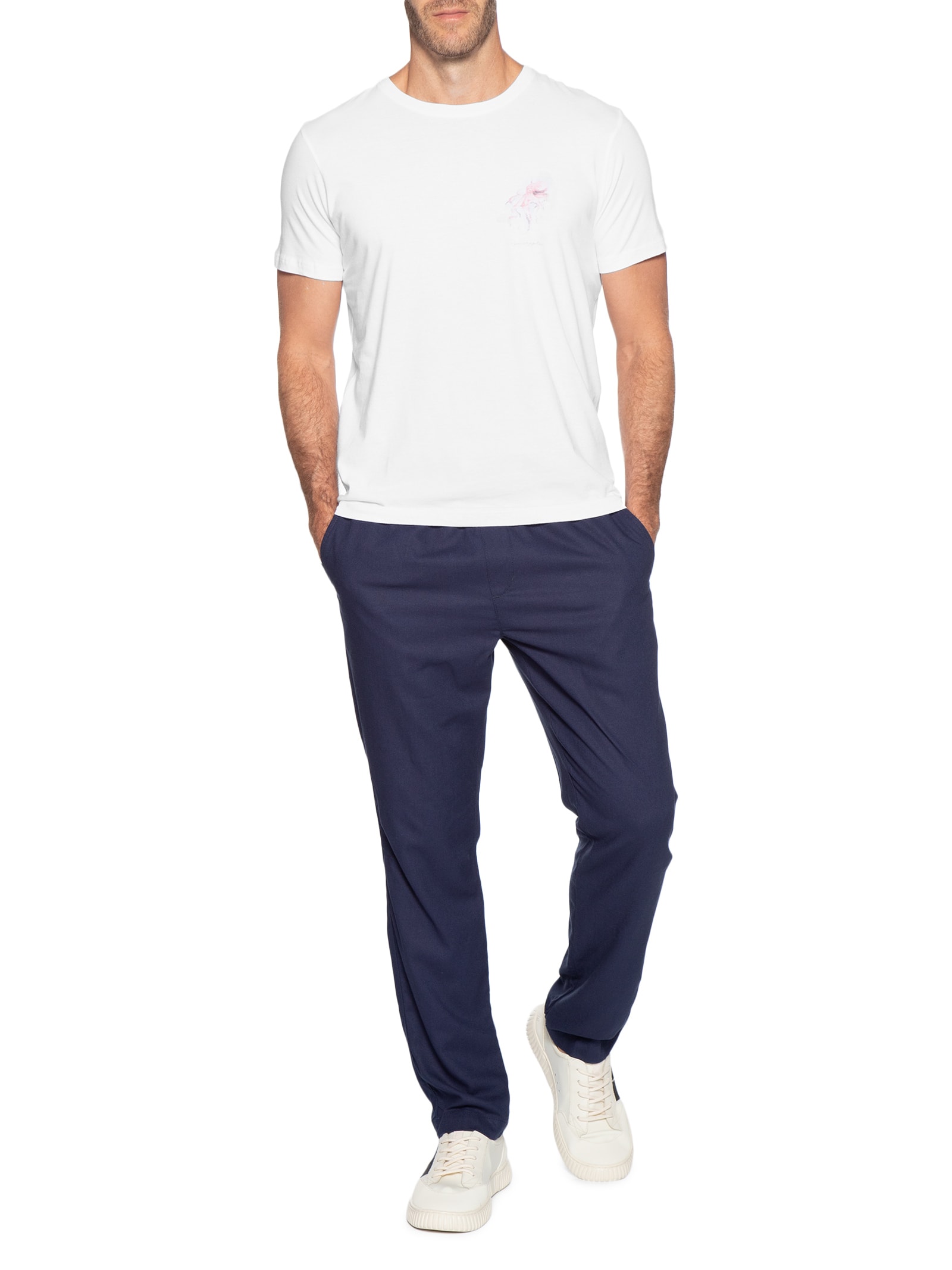 Camiseta Masculina Estampada Aquarela Polvo Branco Pineapple