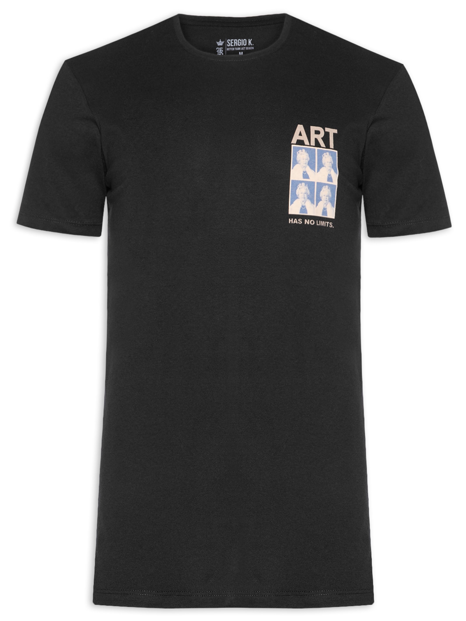 Camiseta Masculina Estampada Art Elizabeth Preto Sergio K