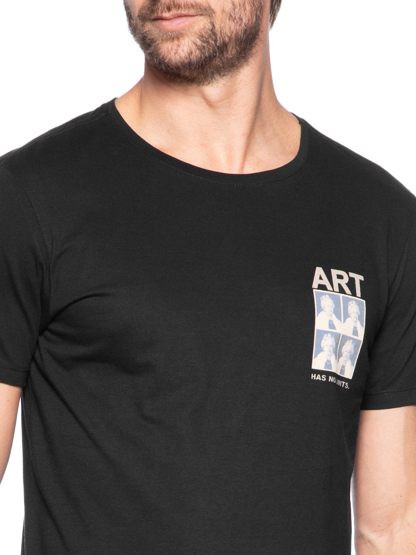 Camiseta Masculina Estampada Art Elizabeth Preto Sergio K