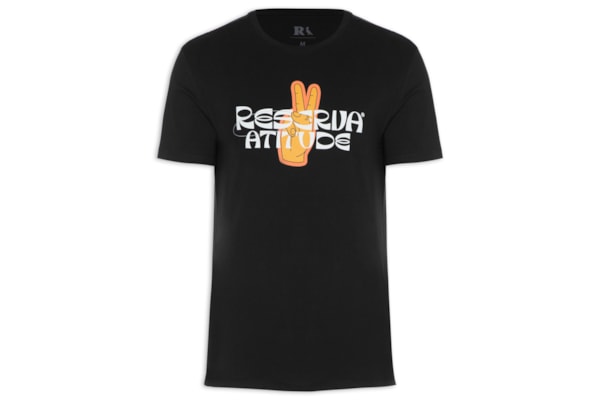 Camiseta Masculina Estampada Atitude - Preto