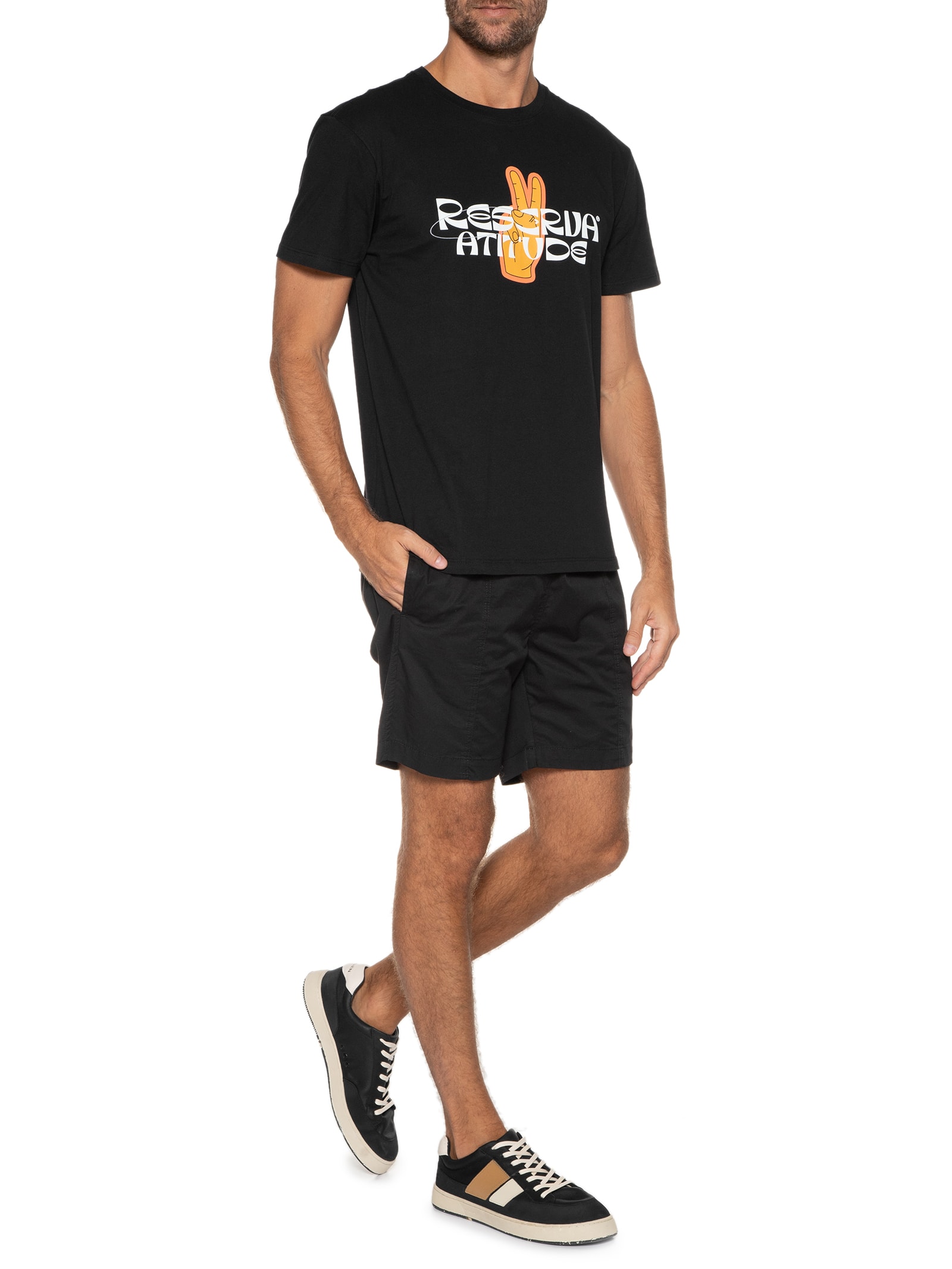 Camiseta Masculina Estampada Atitude Preto Reserva