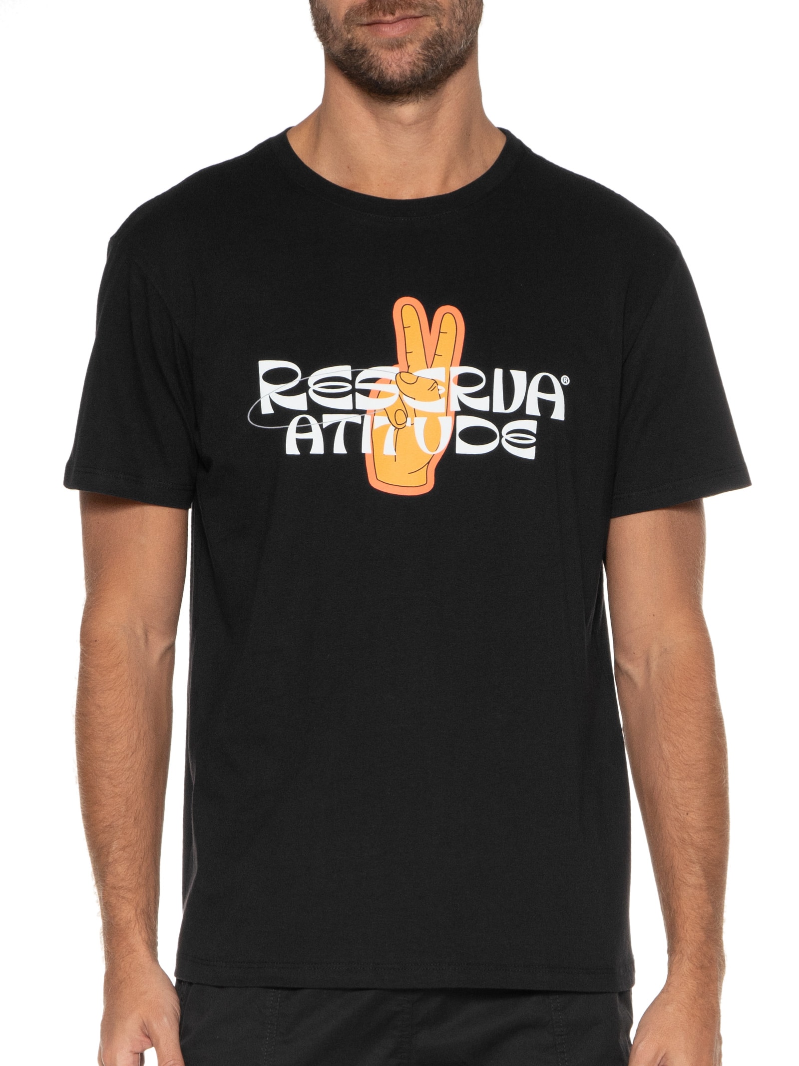 Camiseta Masculina Estampada Atitude Preto Reserva