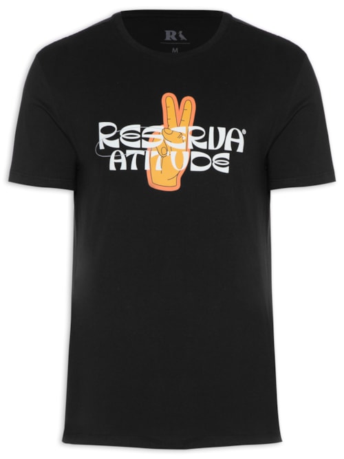 Camiseta Masculina Estampada Atitude - Preto