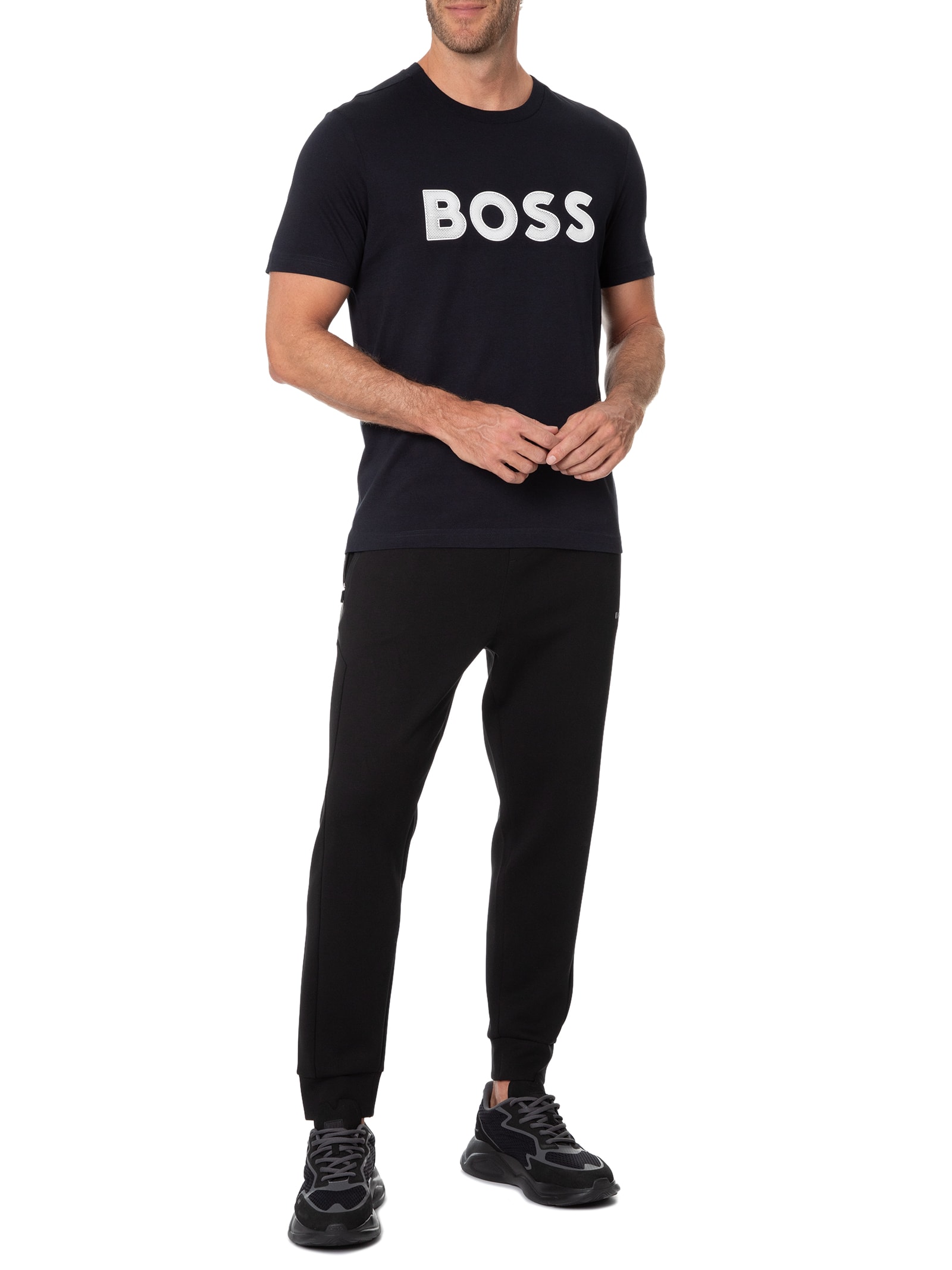 Camiseta Masculina Estampada Azul Boss