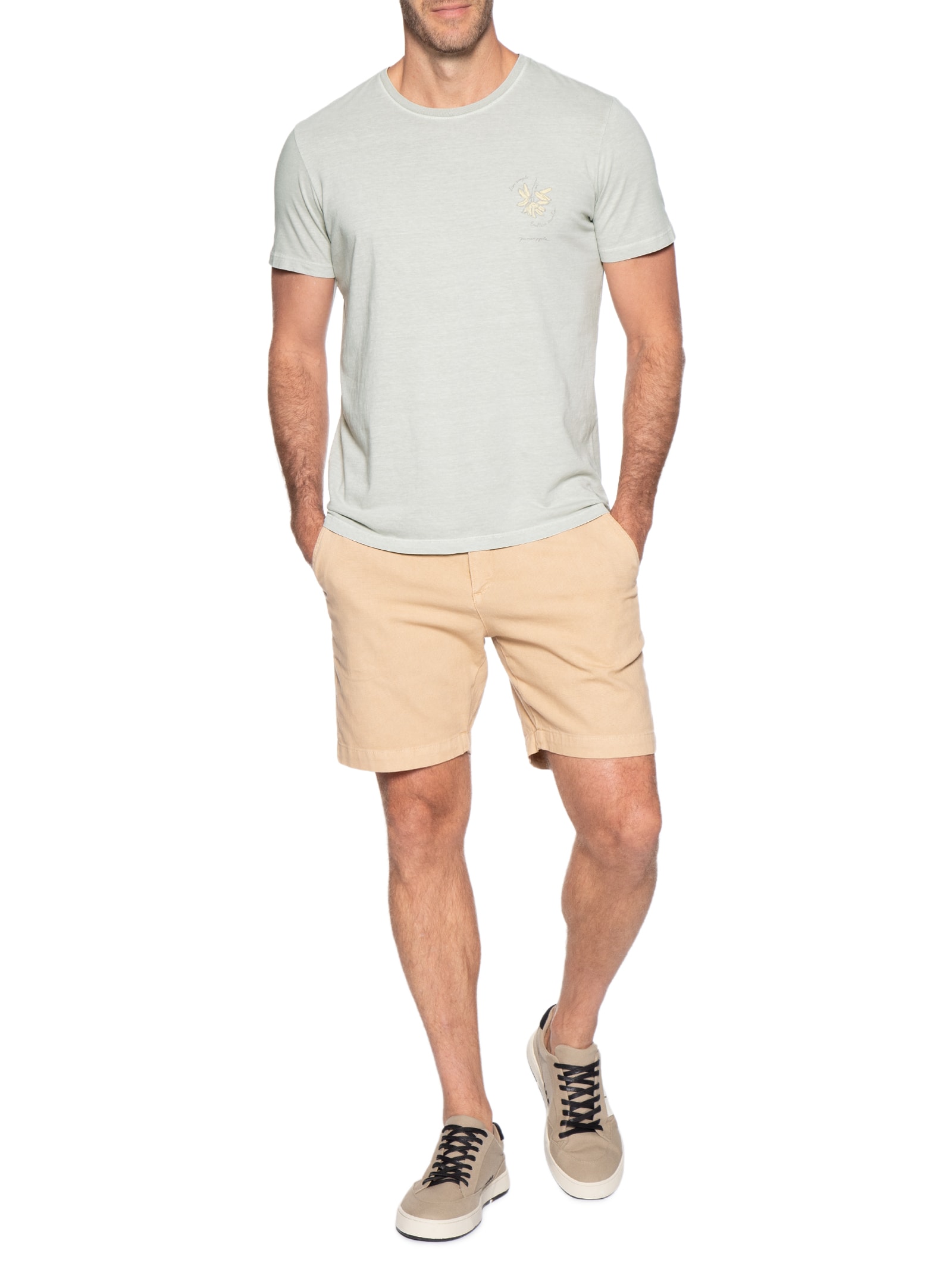 Camiseta Masculina Estampada Bananas Cinza Pineapple