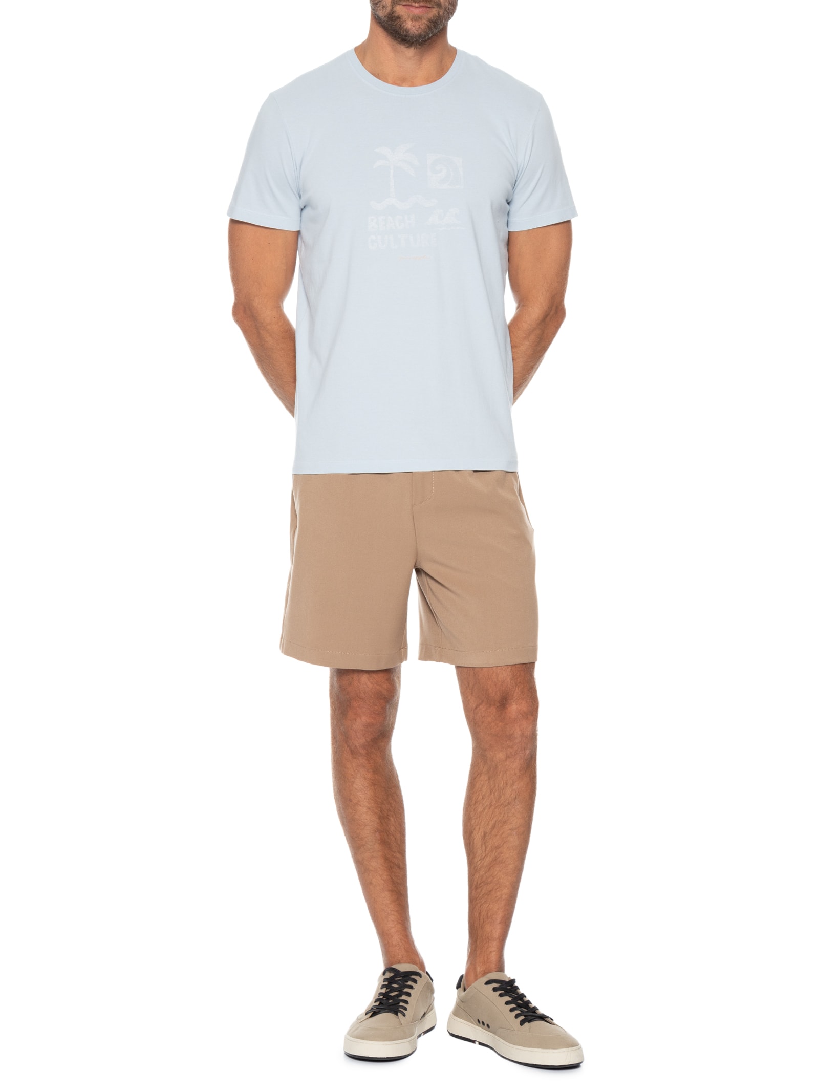 Camiseta Masculina Estampada Beach Culture Azul Pineapple