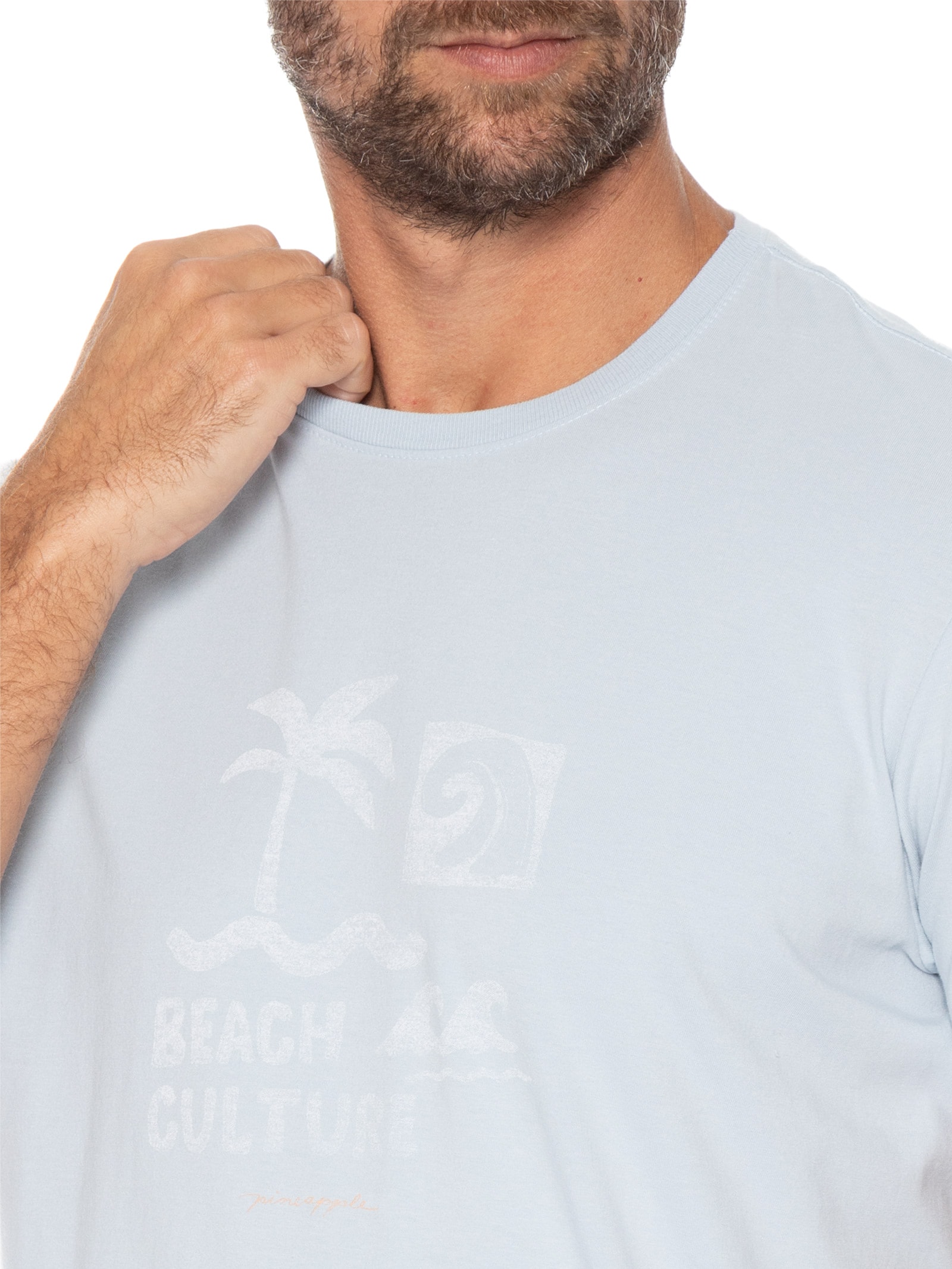 Camiseta Masculina Estampada Beach Culture Azul Pineapple