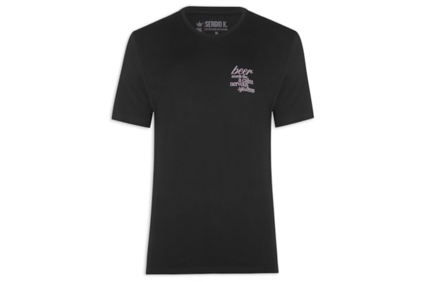 Camiseta Masculina Estampada Beer System - Preto