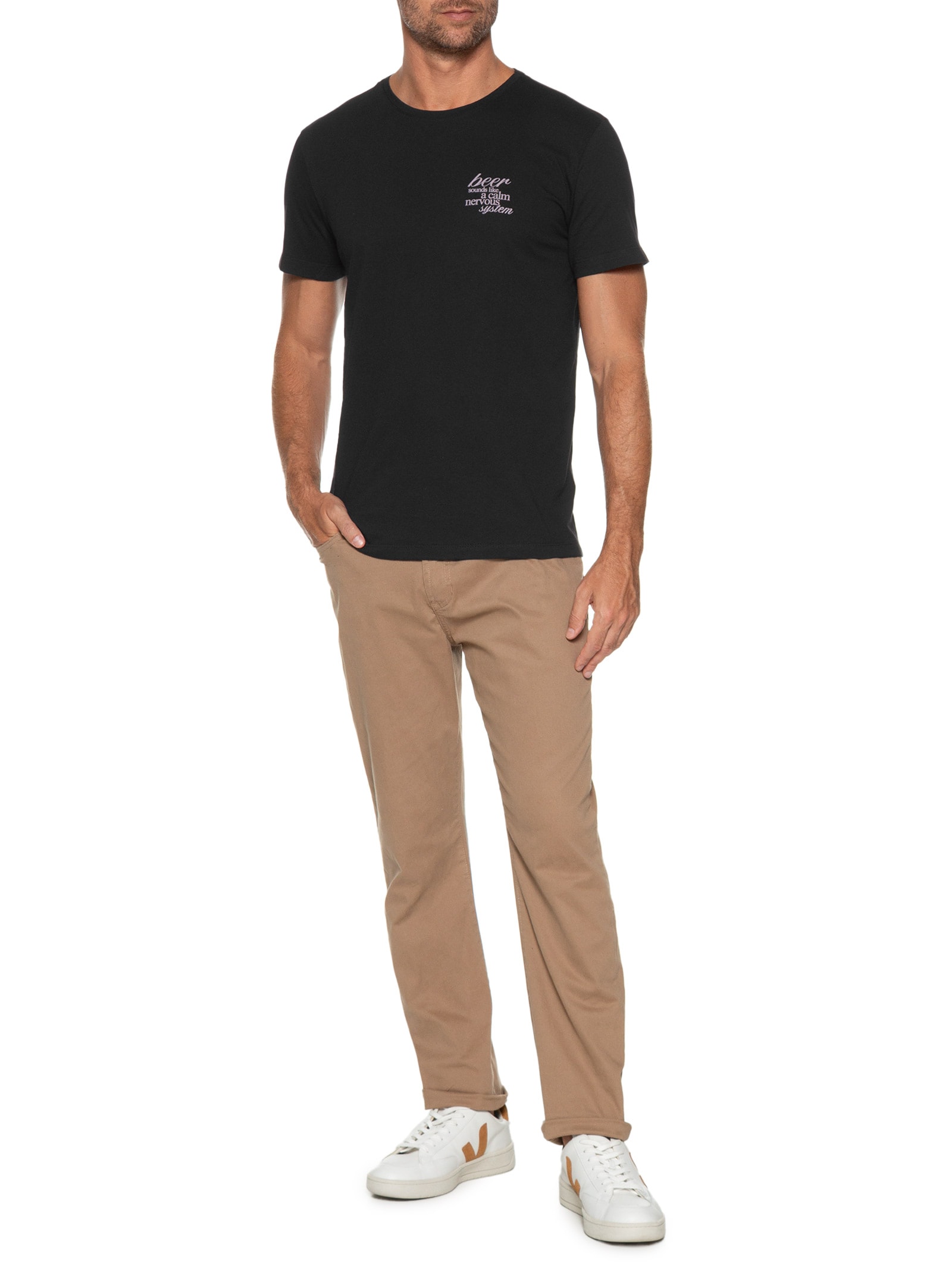 Camiseta Masculina Estampada Beer System Preto Sergio K