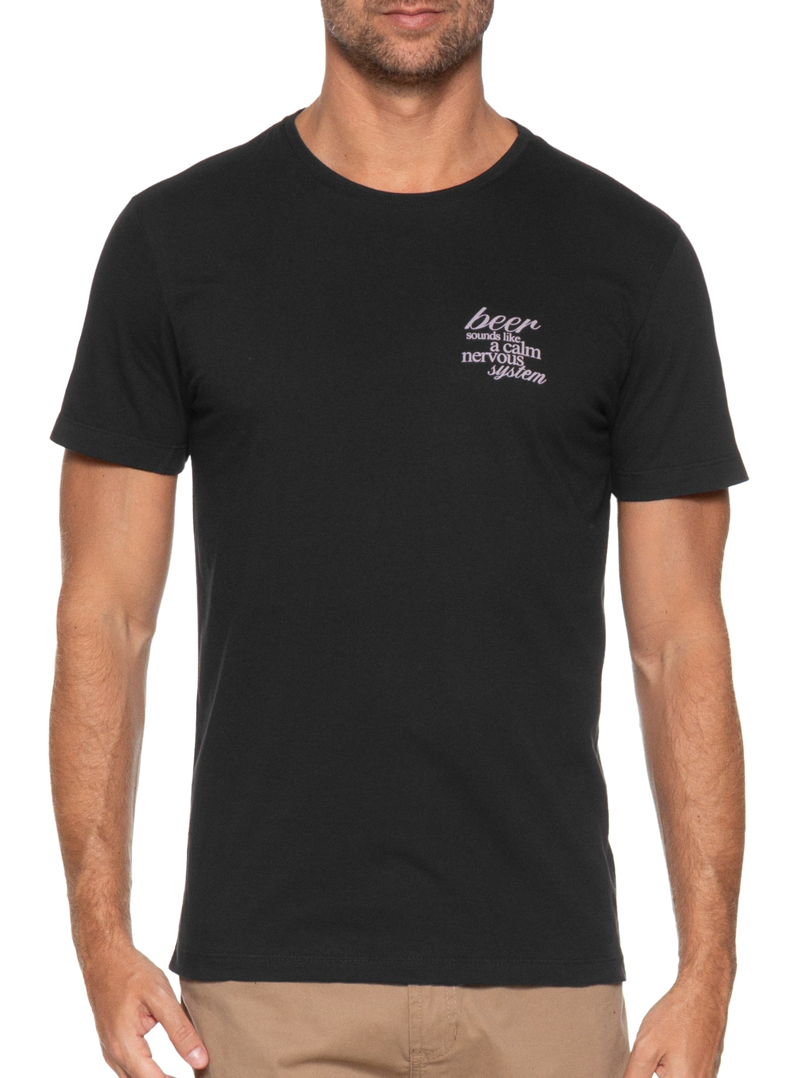 Camiseta Masculina Estampada Beer System Preto Sergio K